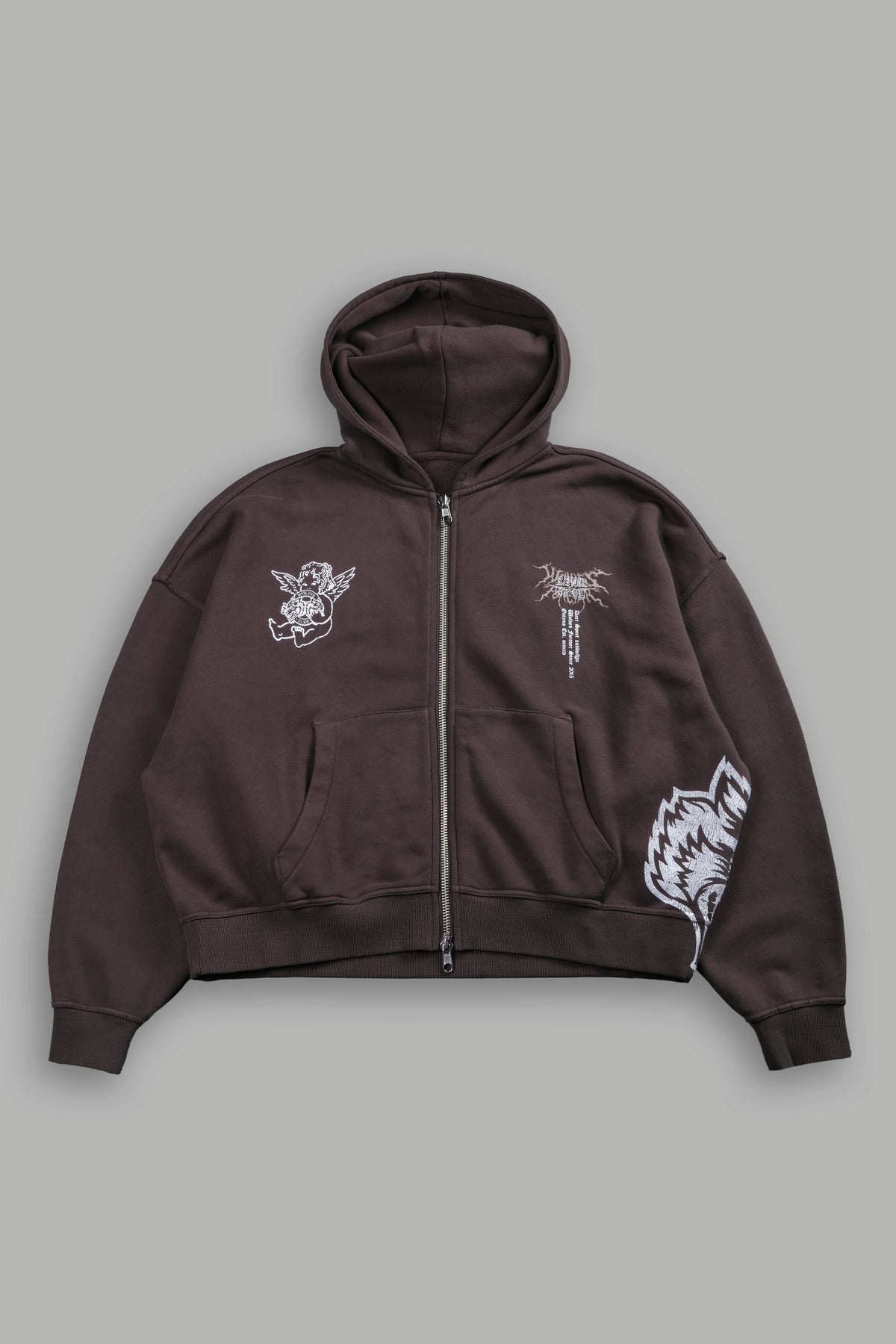 No Weapon Hesh Vex Double Zip Hoodie in Darc Brown – DarcSport