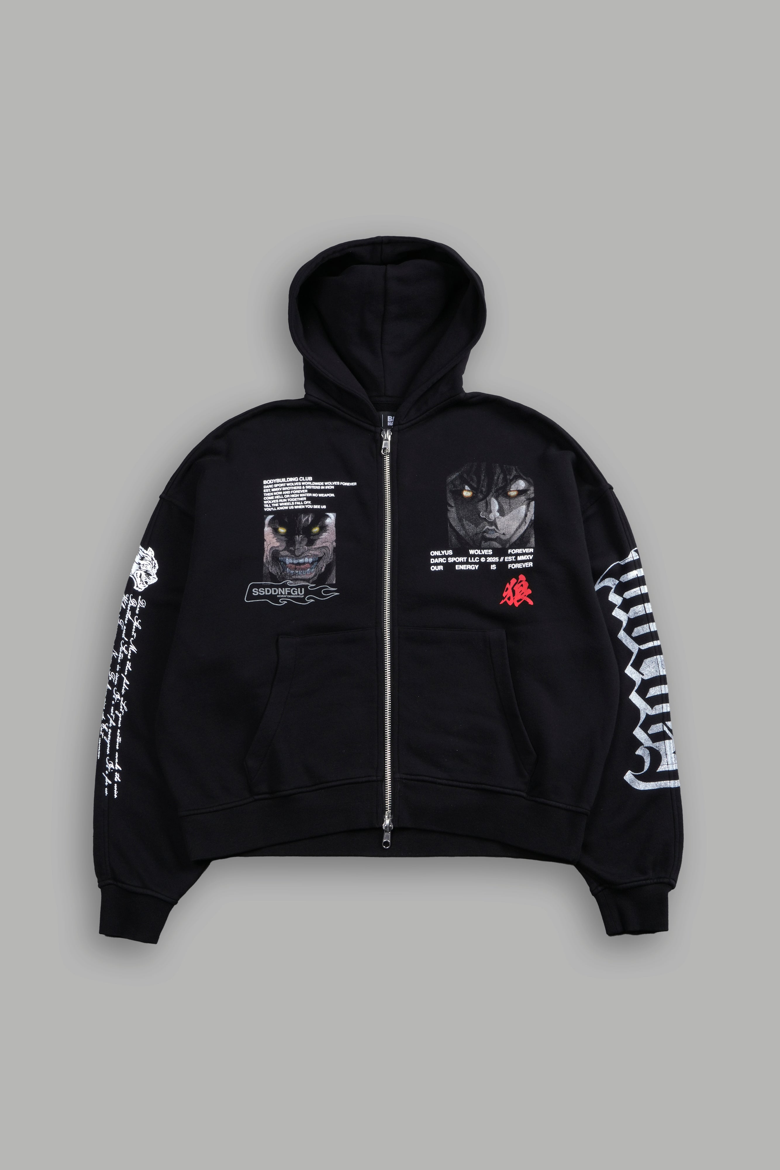 Hanma Legacy Darco Double Zip Hoodie in Black