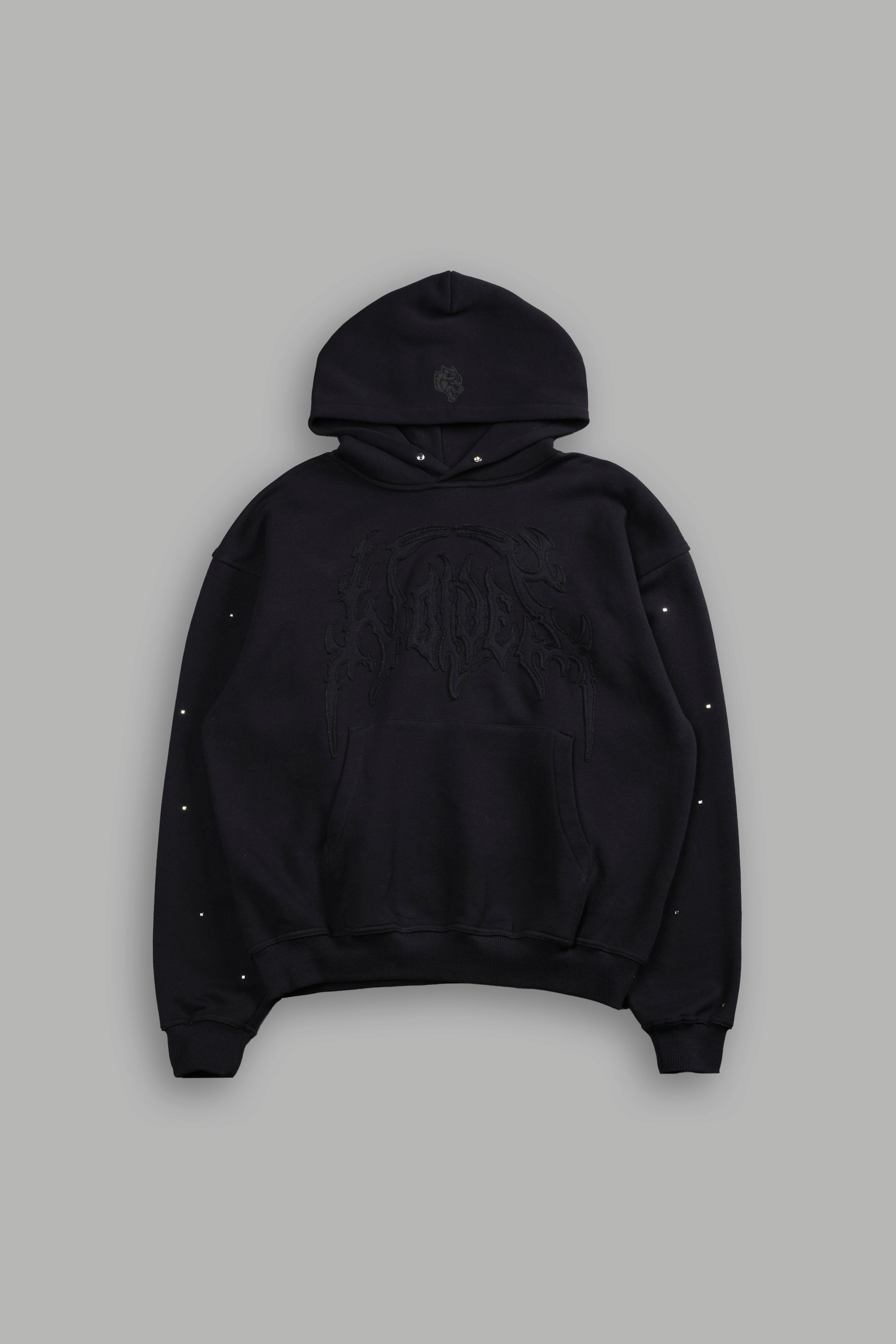 Hesh Appliqué Studded Pierce Hoodie in Black