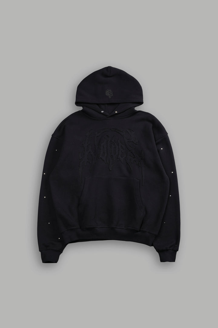 Hesh Appliqué Studded Pierce Hoodie in Black