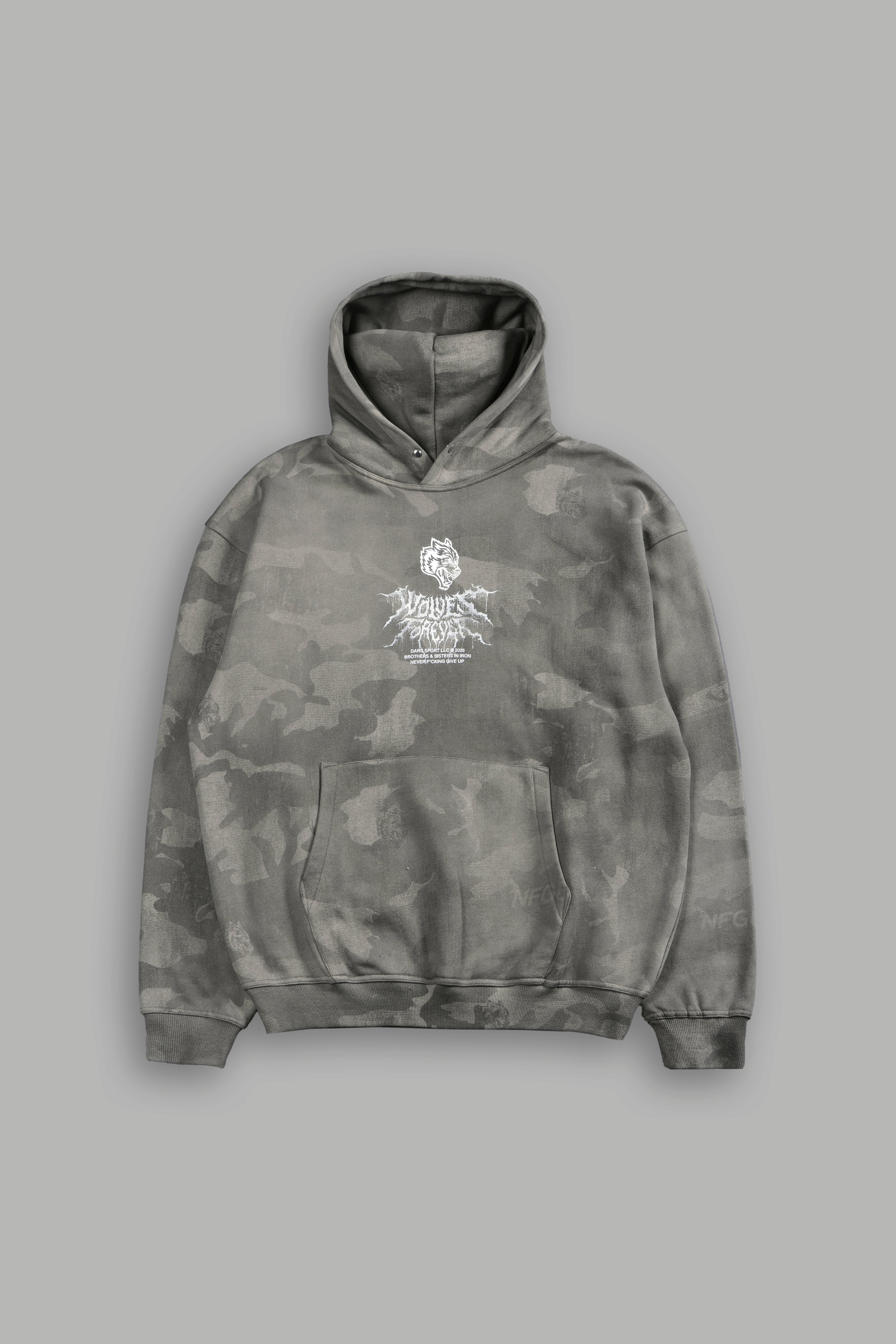 Drip Hesh WLVS FRVR Unisex "Pierce" Hoodie in Lush Vintage Woodland Camo