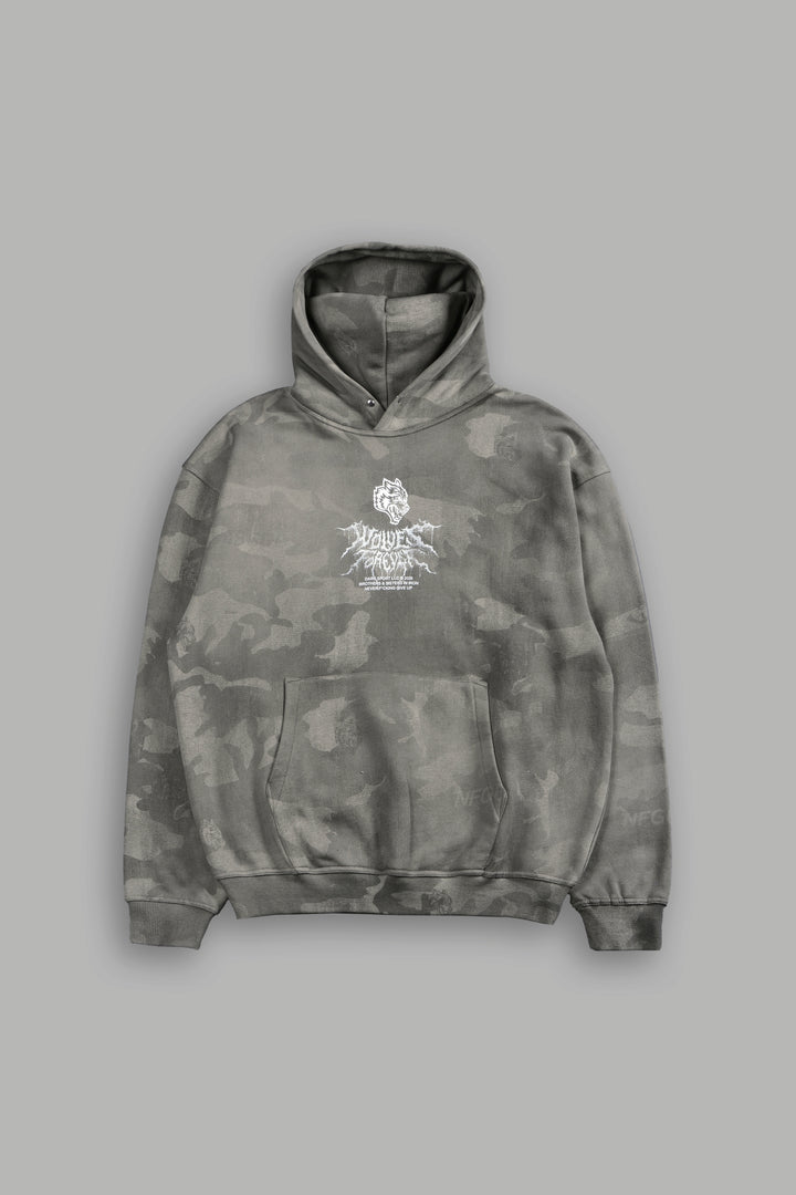 Drip Hesh WLVS FRVR Unisex "Pierce" Hoodie in Lush Vintage Woodland Camo