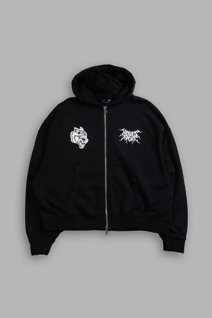 Stand-Off Vex Double Zip Hoodie in Black