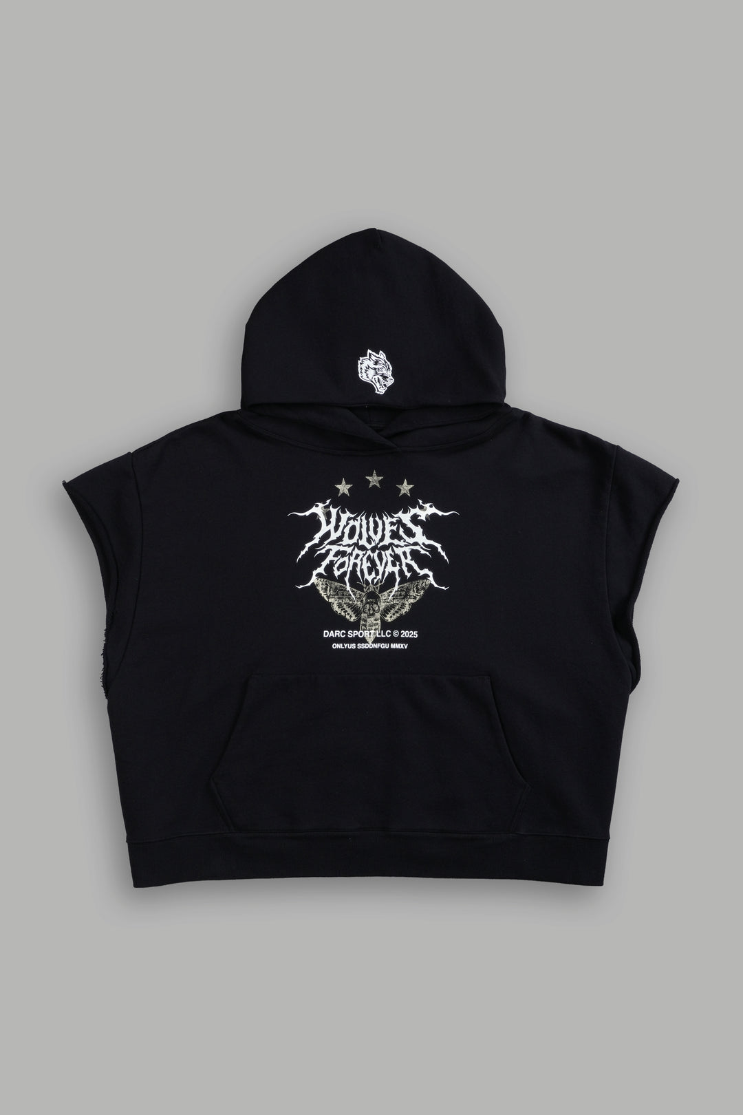 Iron Pack Grunge Gage Cap Sleeve Hoodie in Black