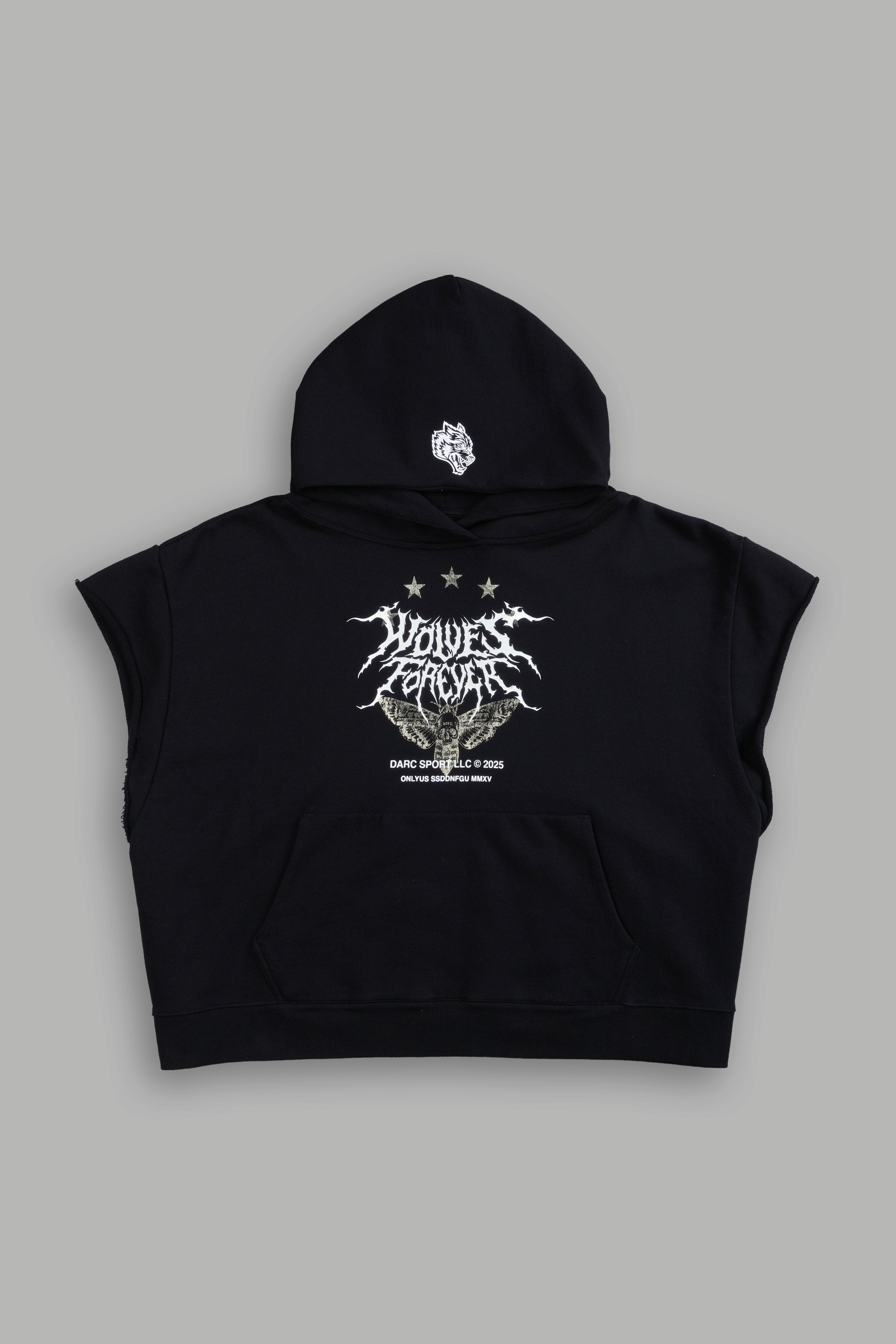 Iron Pack Grunge Gage Cap Sleeve Hoodie in Black