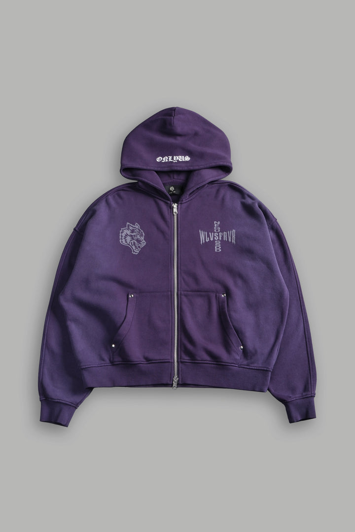 Iron Code Darco Double Zip Hoodie in Phantom Purple Inverted Sun Fade
