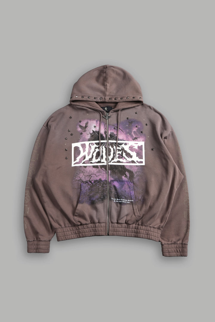 Midnight Horseman "Chambers" Zip Hoodie in Mojave Brown Drift Wash