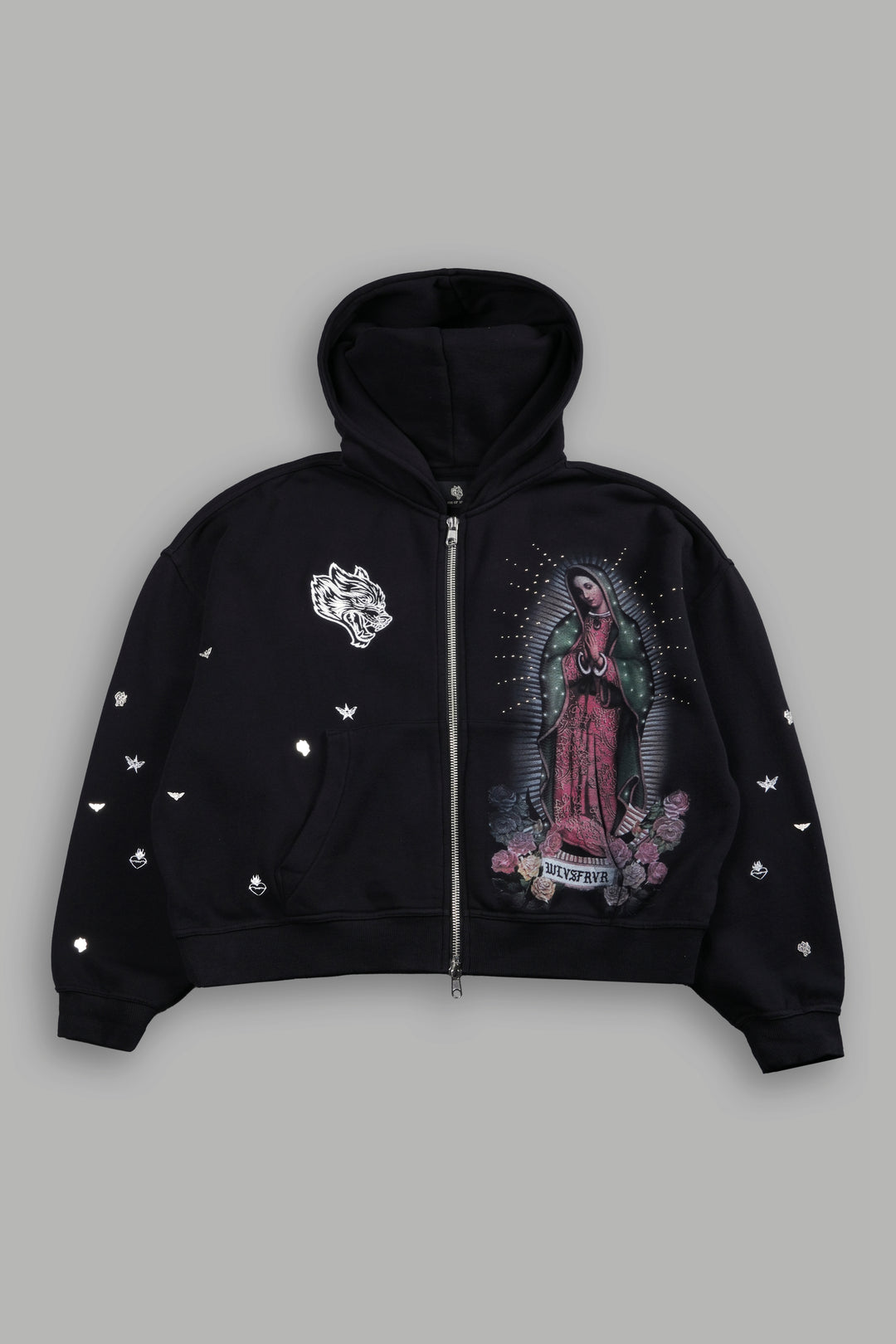 Verona Noir Vex Double Zip Hoodie in Black