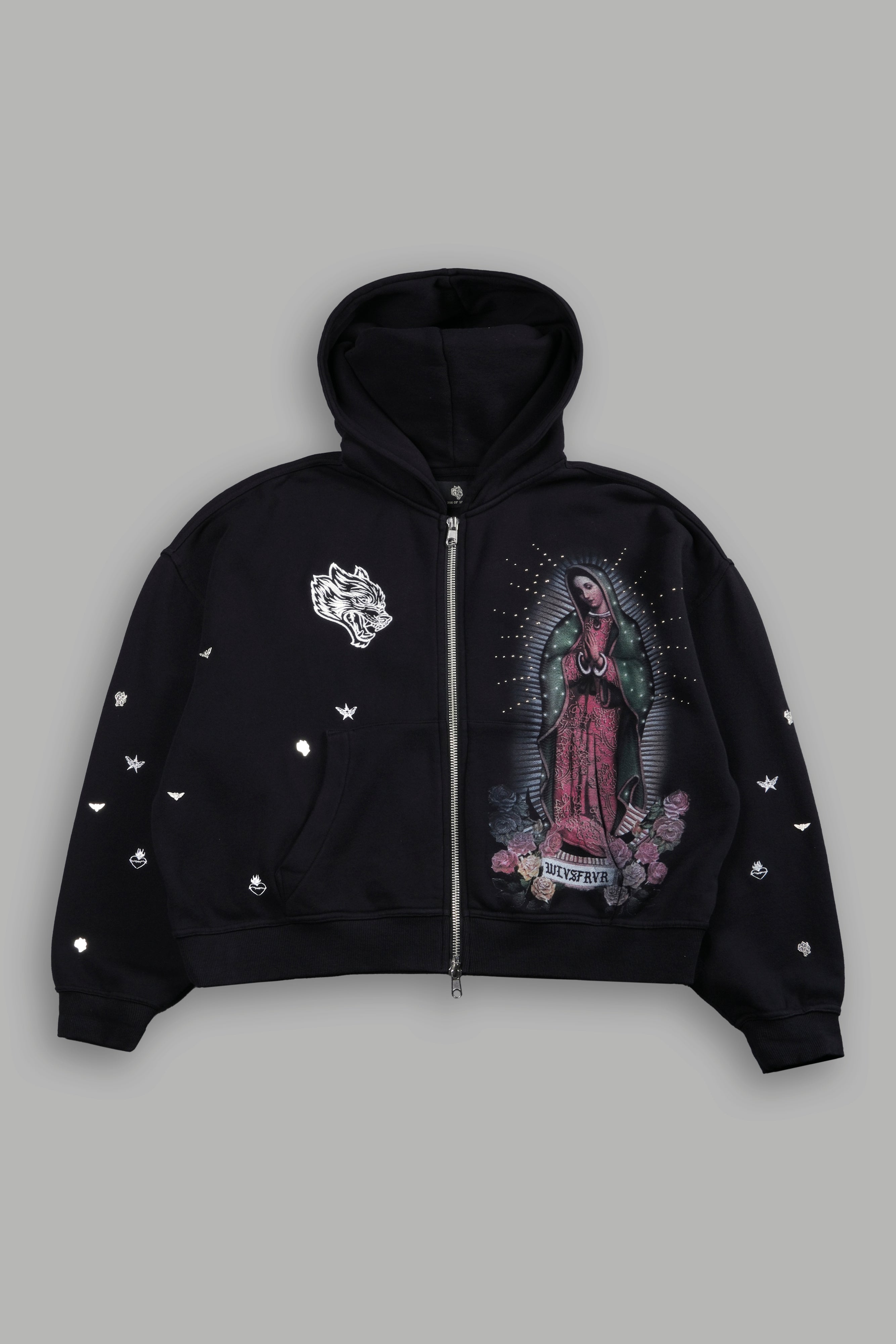 Verona Noir Vex Double Zip Hoodie in Black