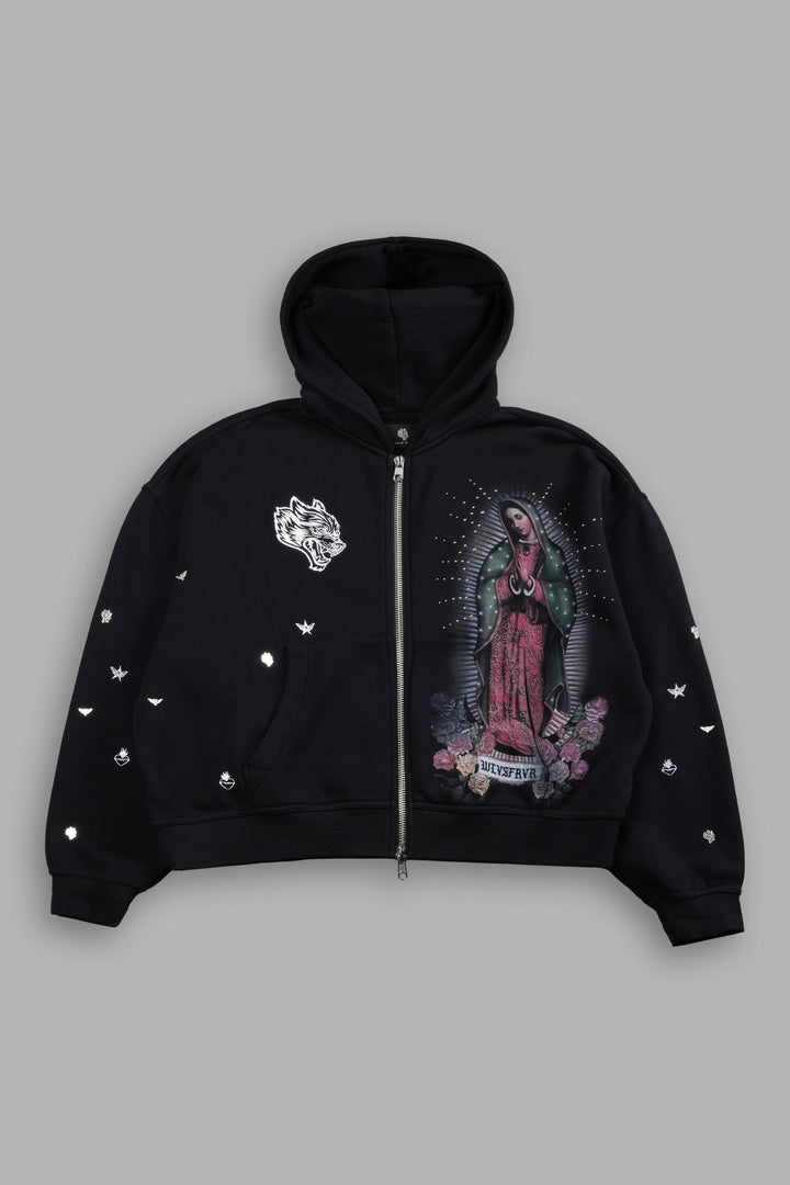 Verona Noir Vex Double Zip Hoodie in Black