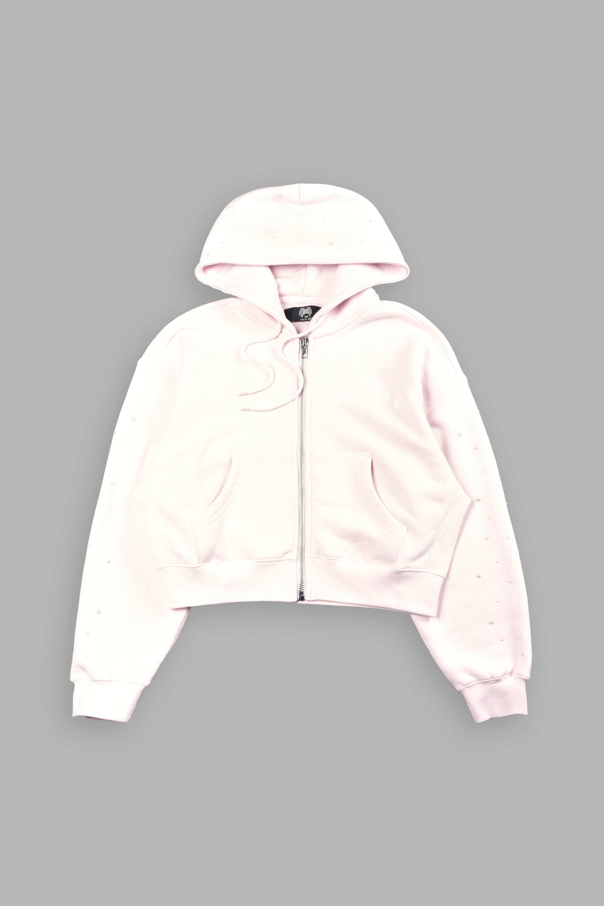 She Pearls Premium Sage Cropped Hoodie In Blush Pink