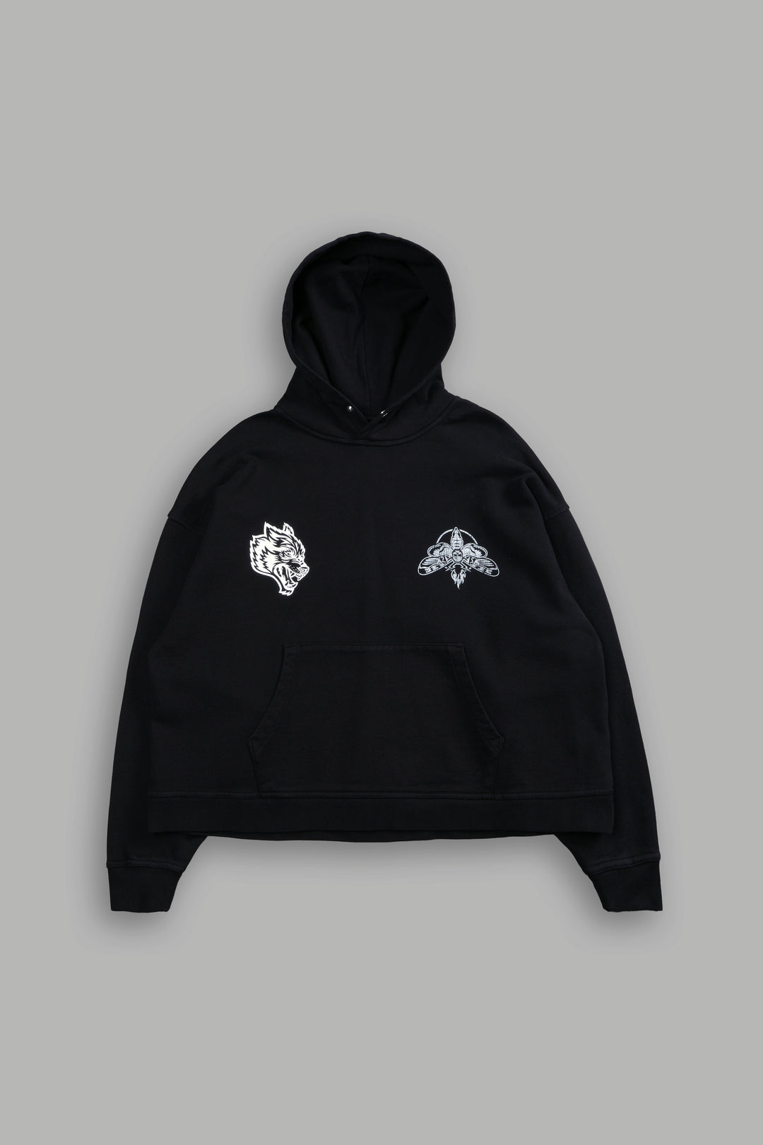 Moth Forever "Grunge" Box Cut Hoodie in Black