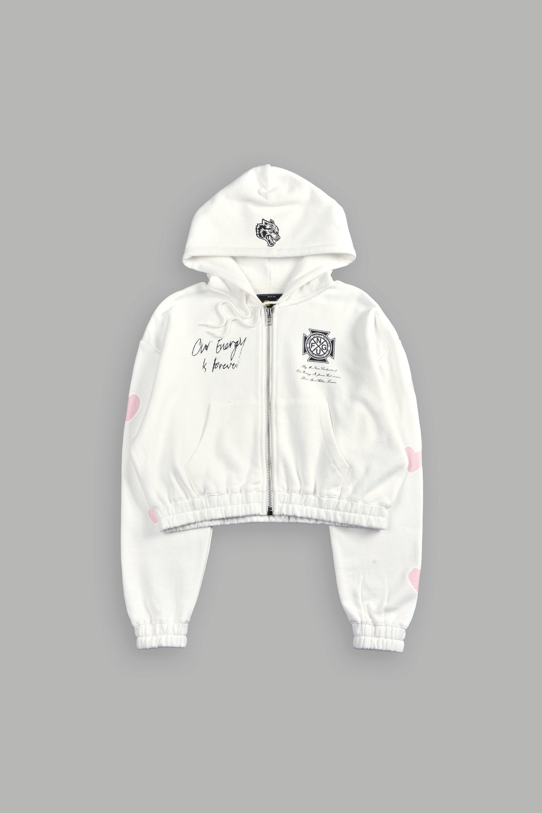 Her Energy "Chambers" (Cropped) Zip Hoodie in Cream