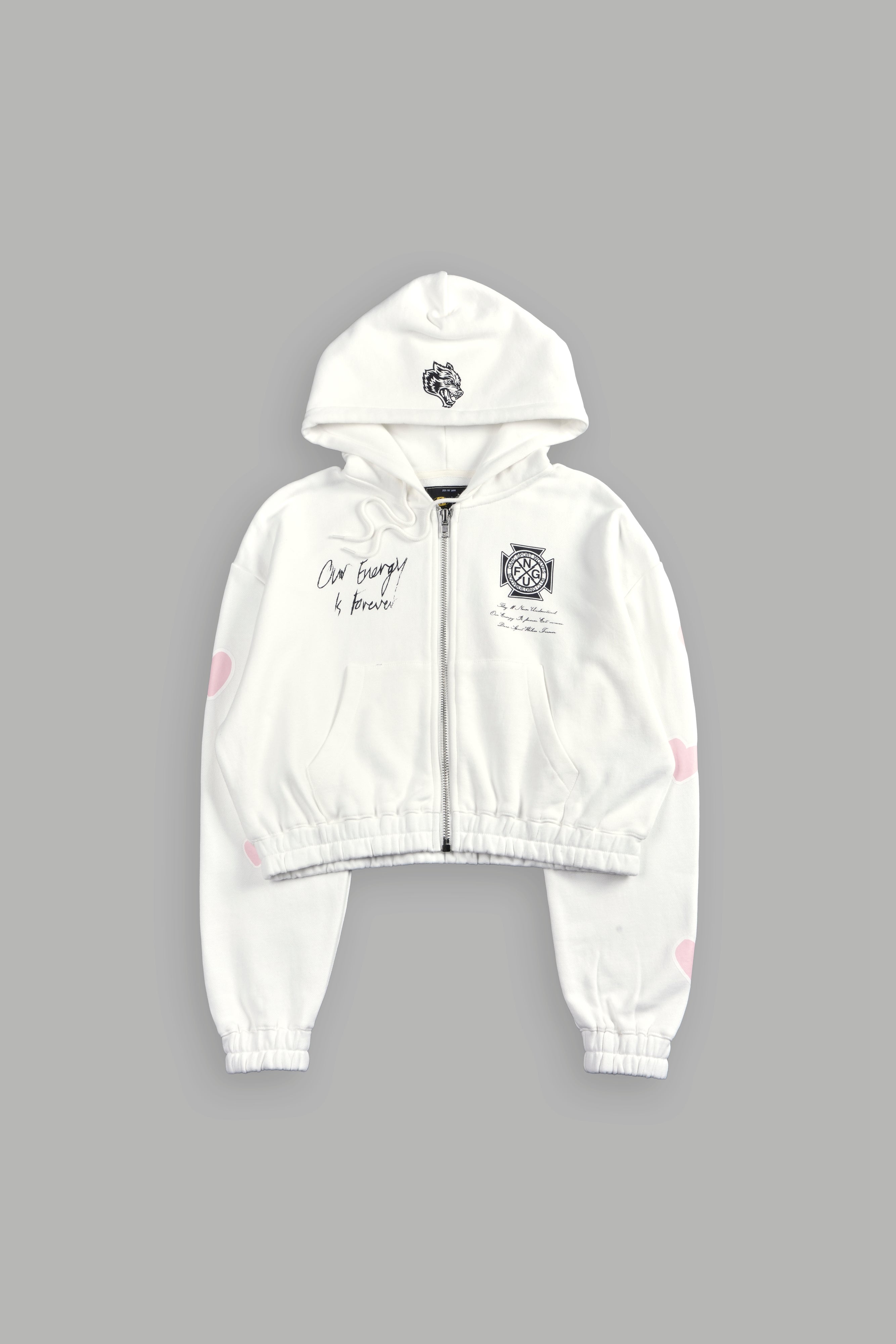 Her Energy "Chambers" (Cropped) Zip Hoodie in Cream