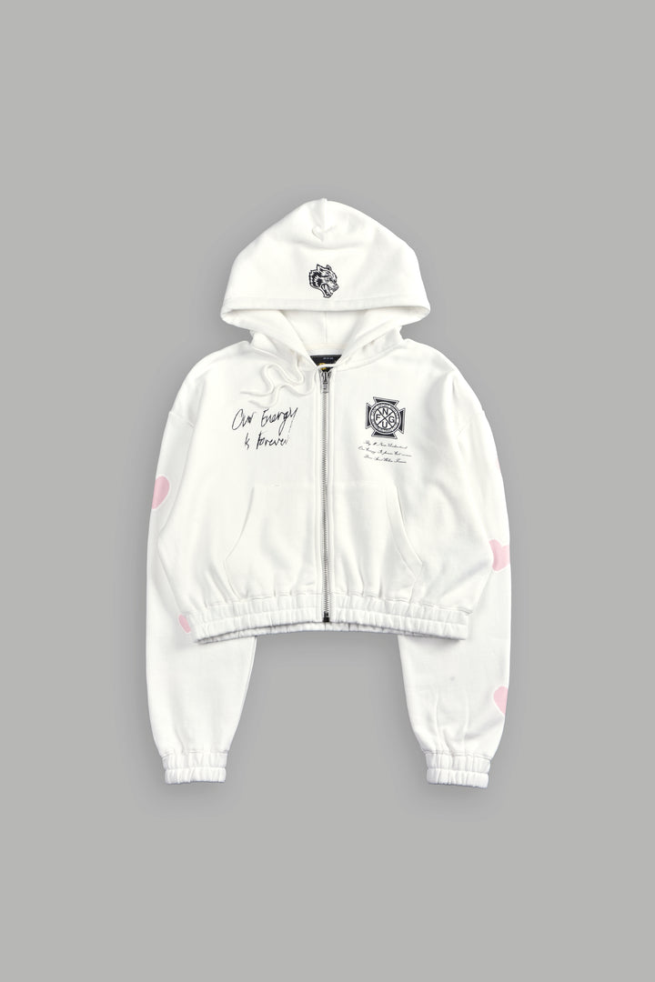 Her Energy "Chambers" (Cropped) Zip Hoodie in Cream