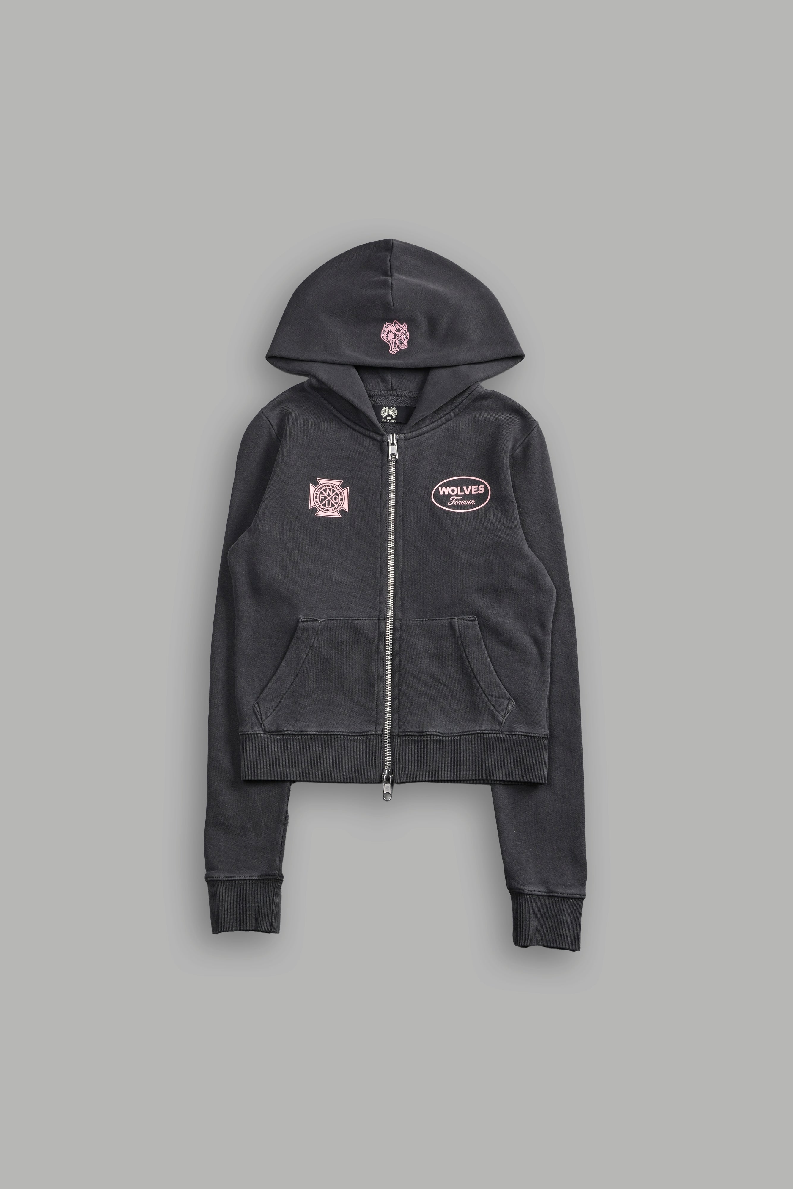 Our Time "Iris" Zip Up She Hoodie in Wolf Gray
