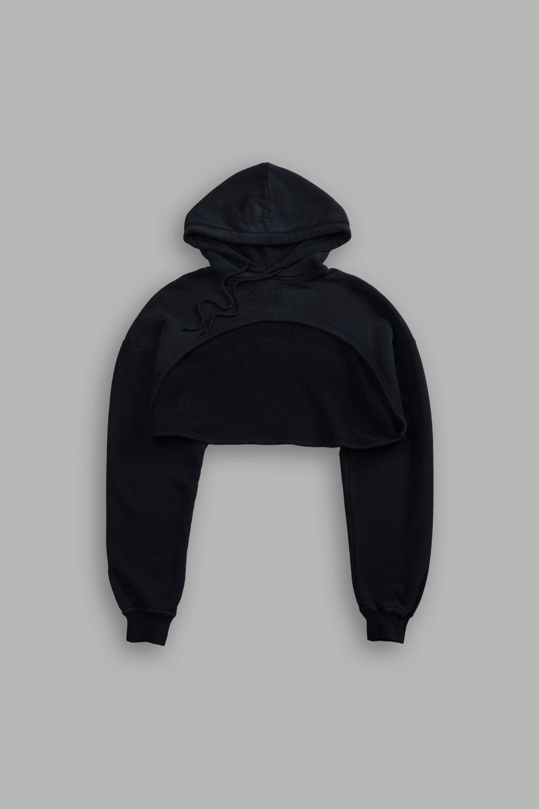 Forged From Iron "Willow" Cropped Hoodie in Black Spine Sun Fade