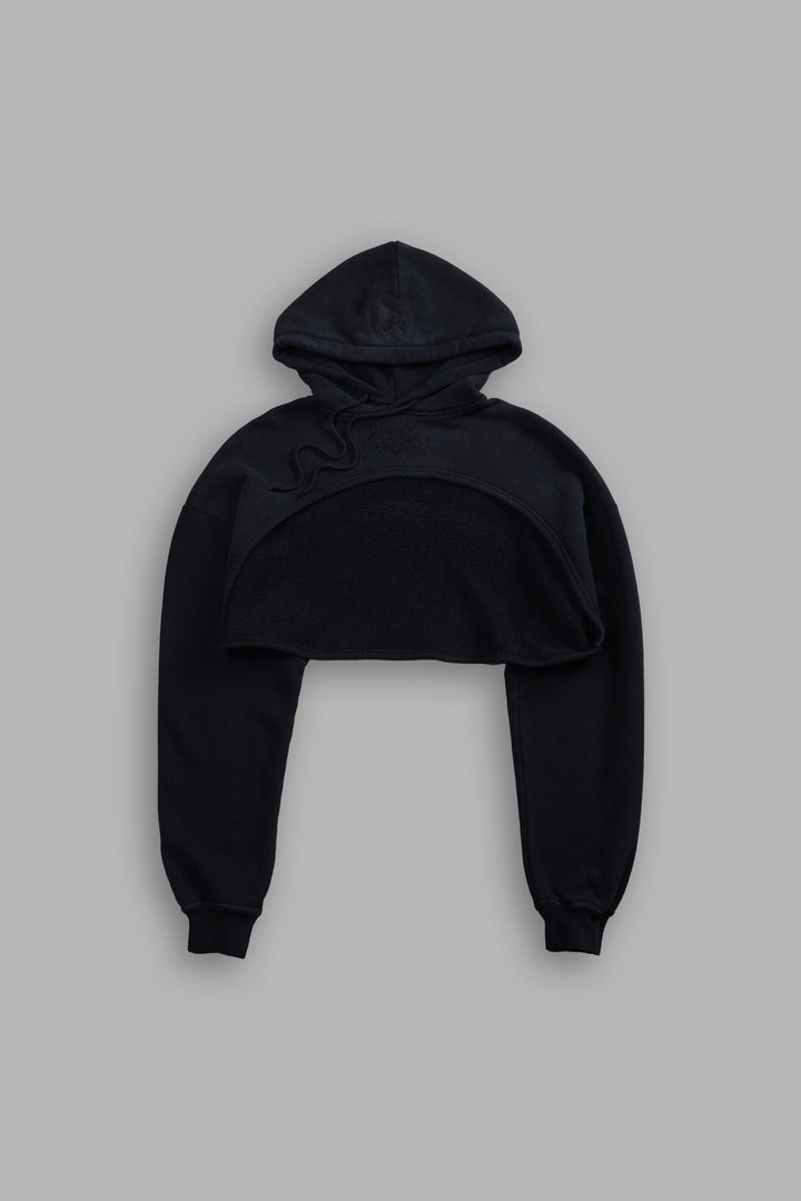 Forged From Iron "Willow" Cropped Hoodie in Black Spine Sun Fade