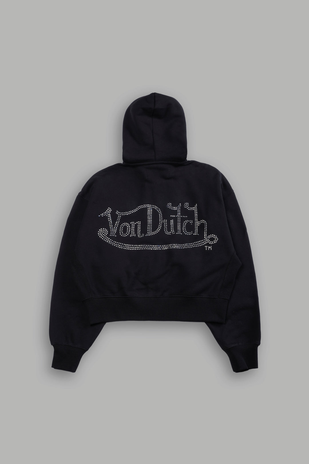 Y2Kulture "Sage" Cropped Zip Hoodie in Black