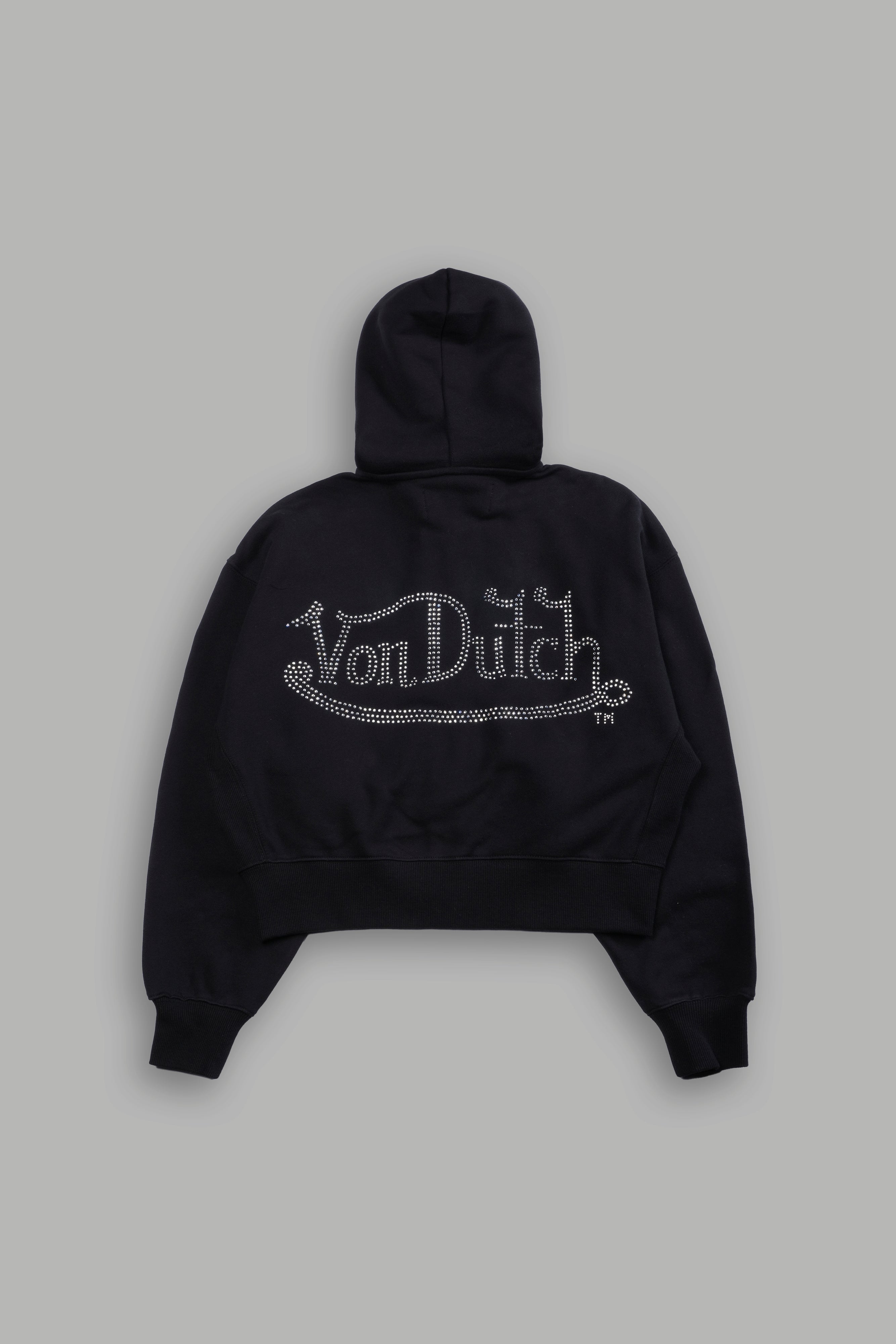 Y2Kulture "Sage" Cropped Zip Hoodie in Black