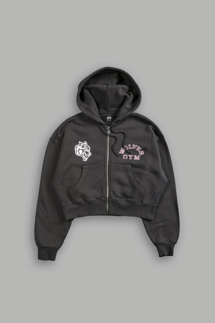 Wolves Gym V2 "Sage" Cropped Zip Hoodie in Wolf Gray