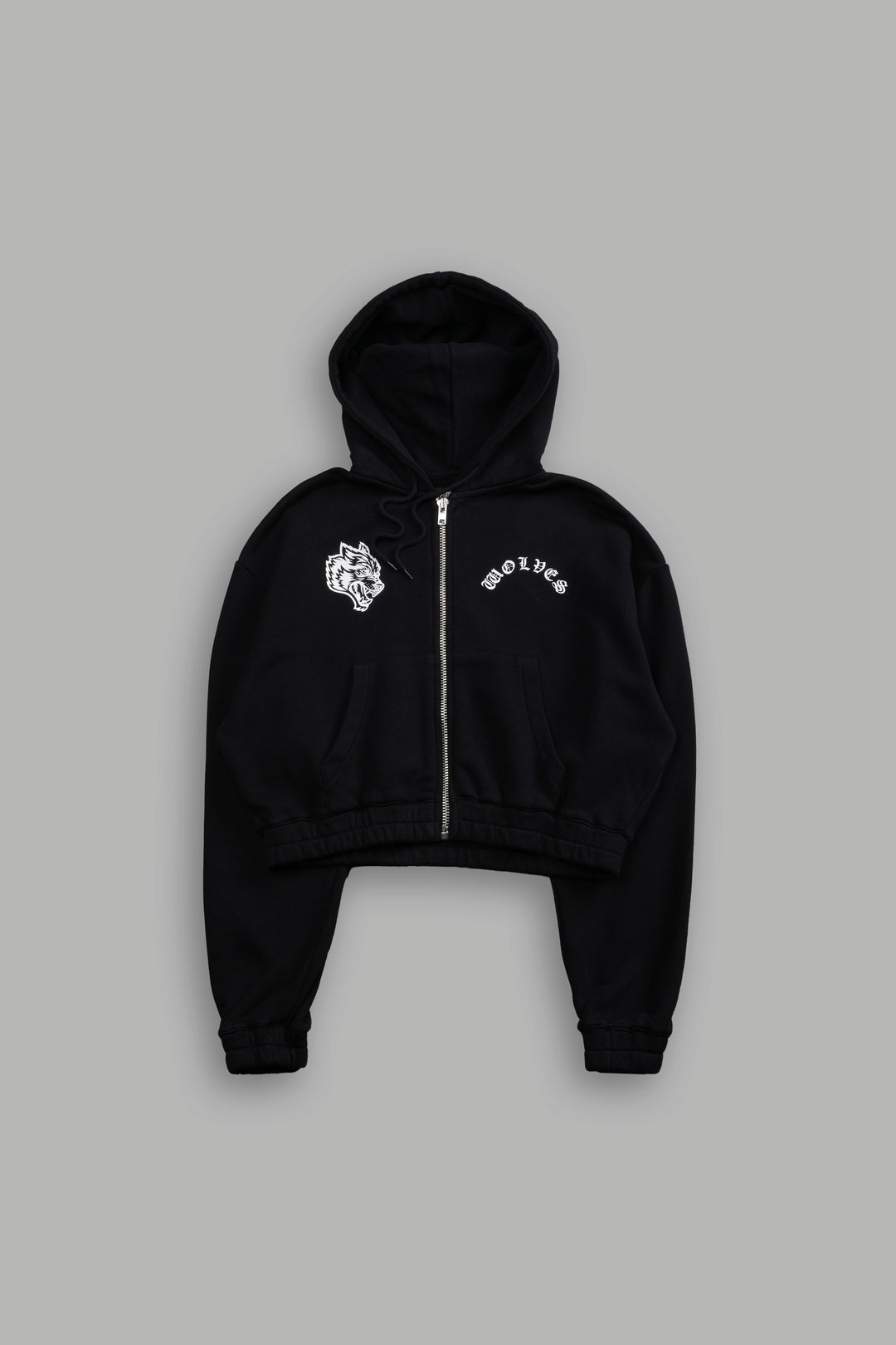 Chopper Wolf "Chambers" (Cropped) Zip Hoodie in Black