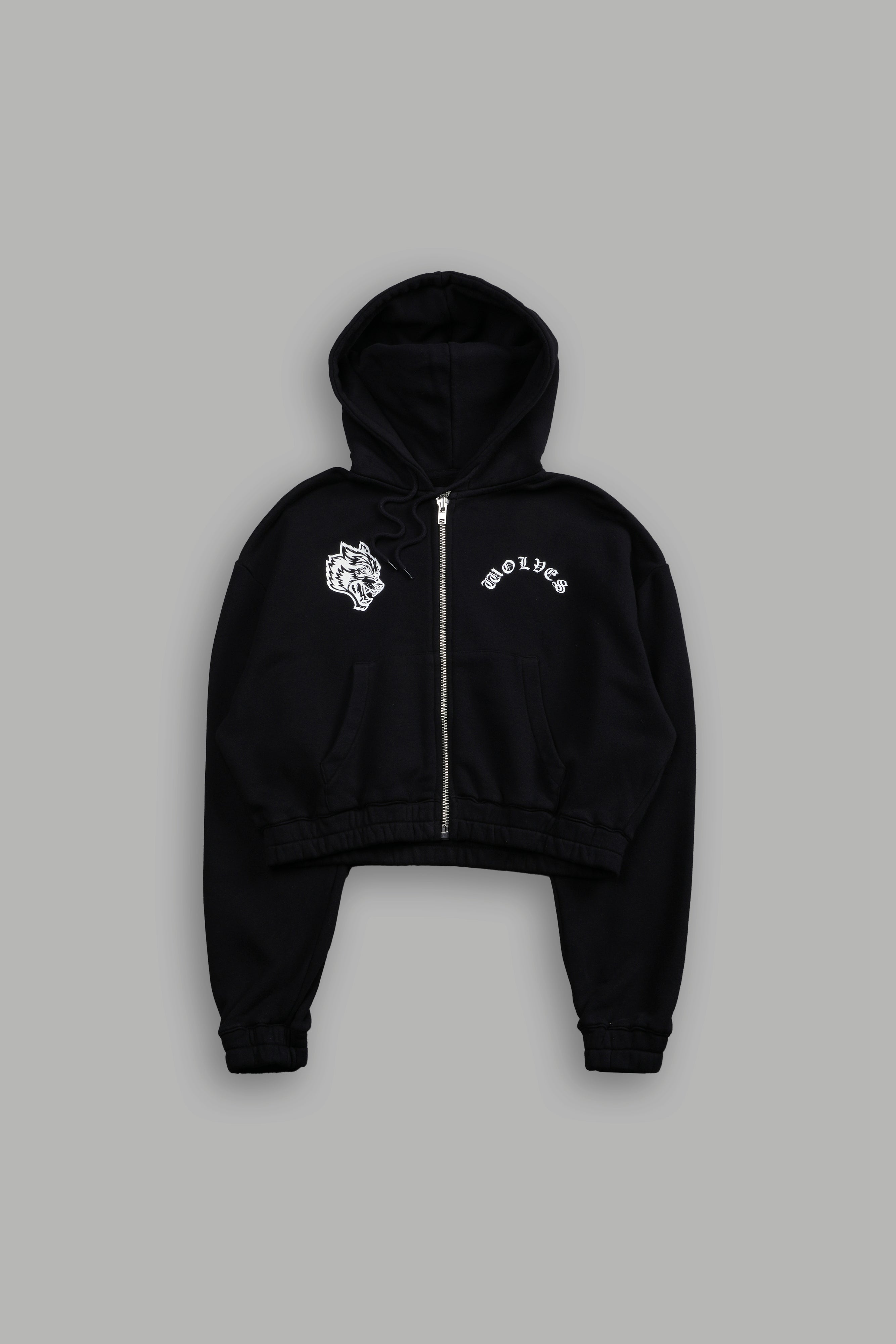 Chopper Wolf "Chambers" (Cropped) Zip Hoodie in Black