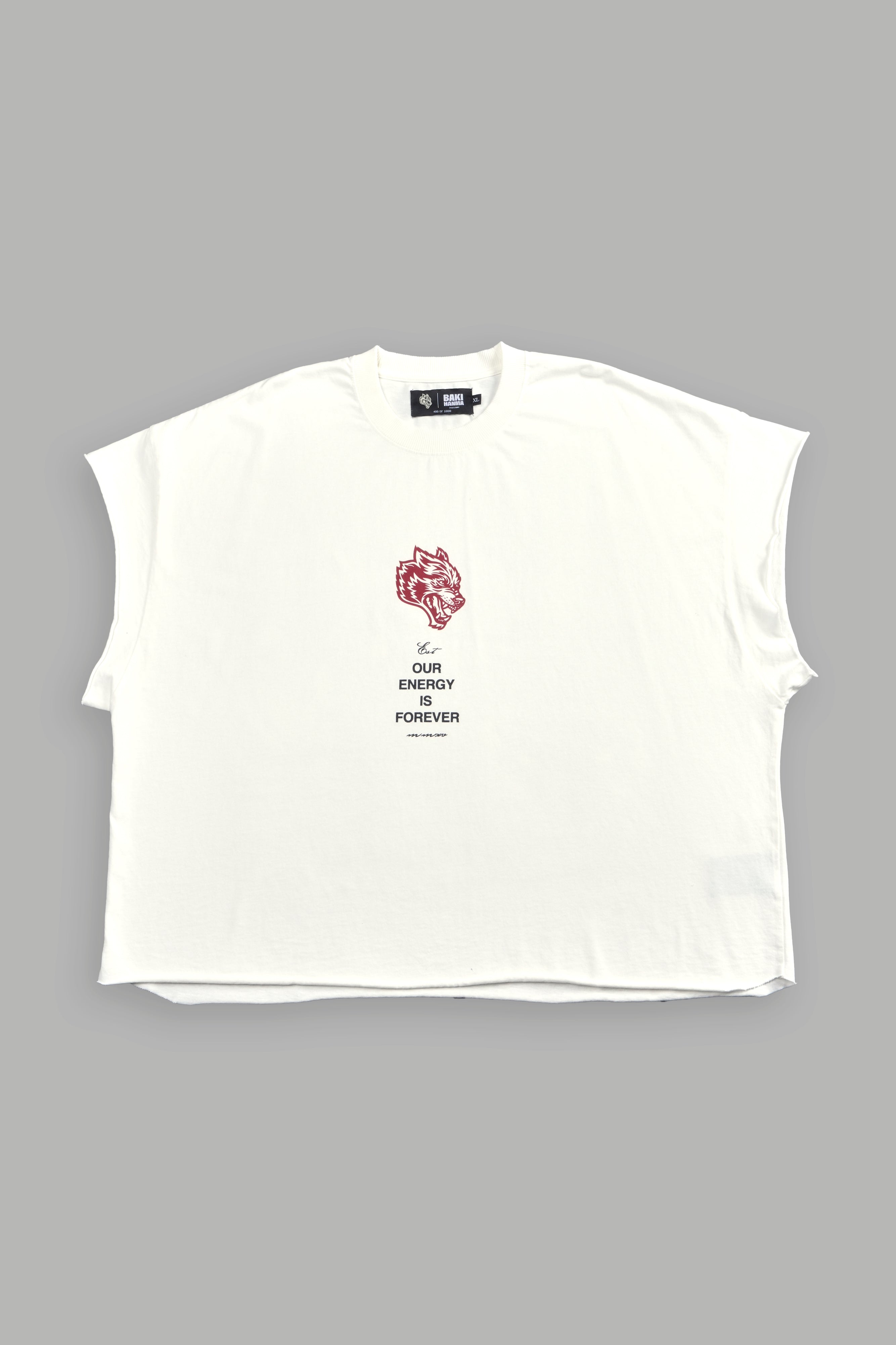 Hanma Legacy Grunge Cut-Off Tee in Cream