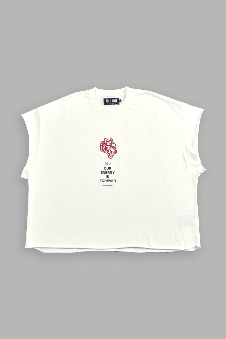 Hanma Legacy Grunge Cut-Off Tee in Cream