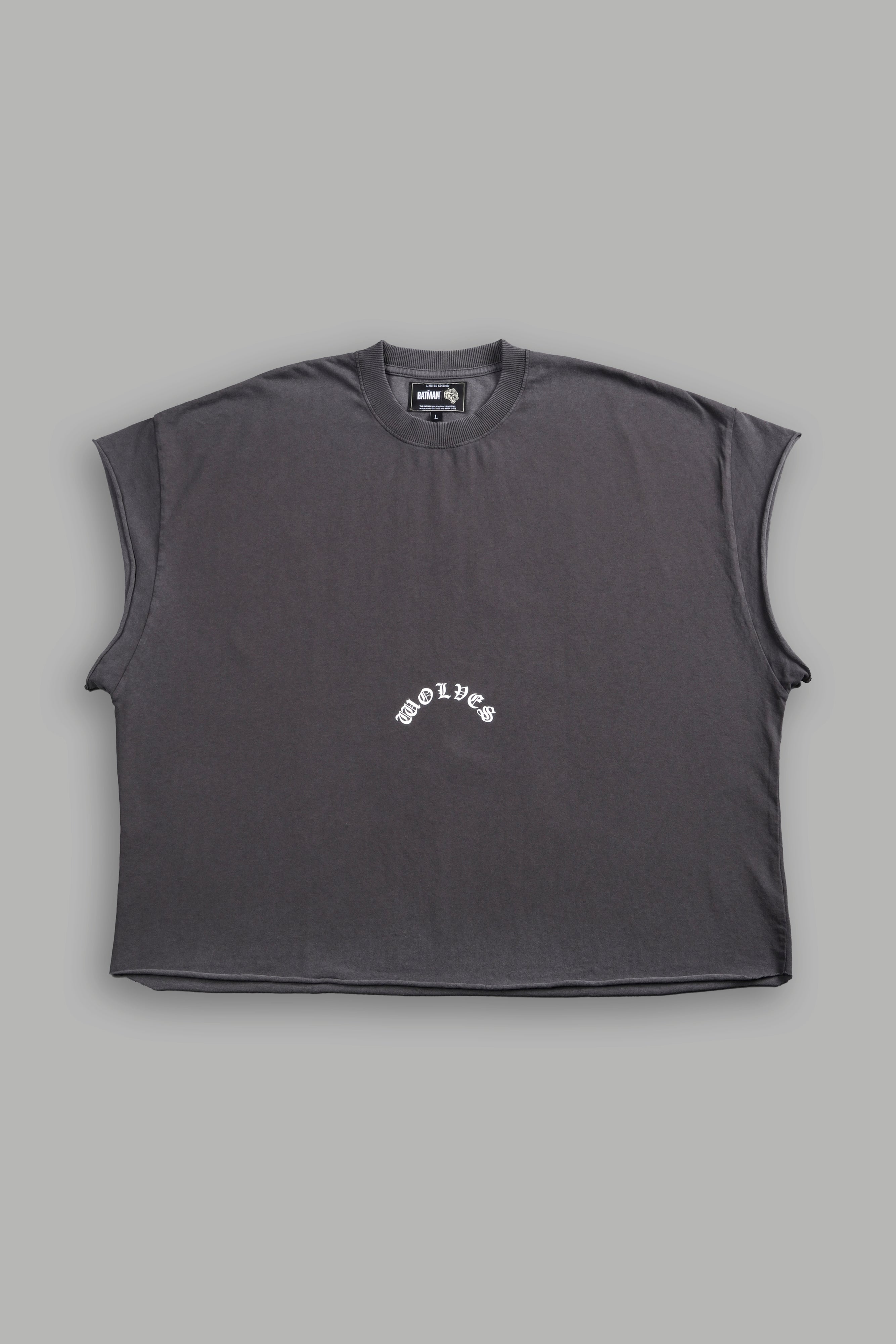 The Batman Forever Grunge Cut-Off Tee in Wolf Gray