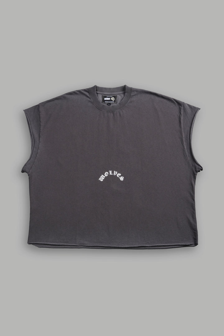 The Batman Forever Grunge Cut-Off Tee in Wolf Gray