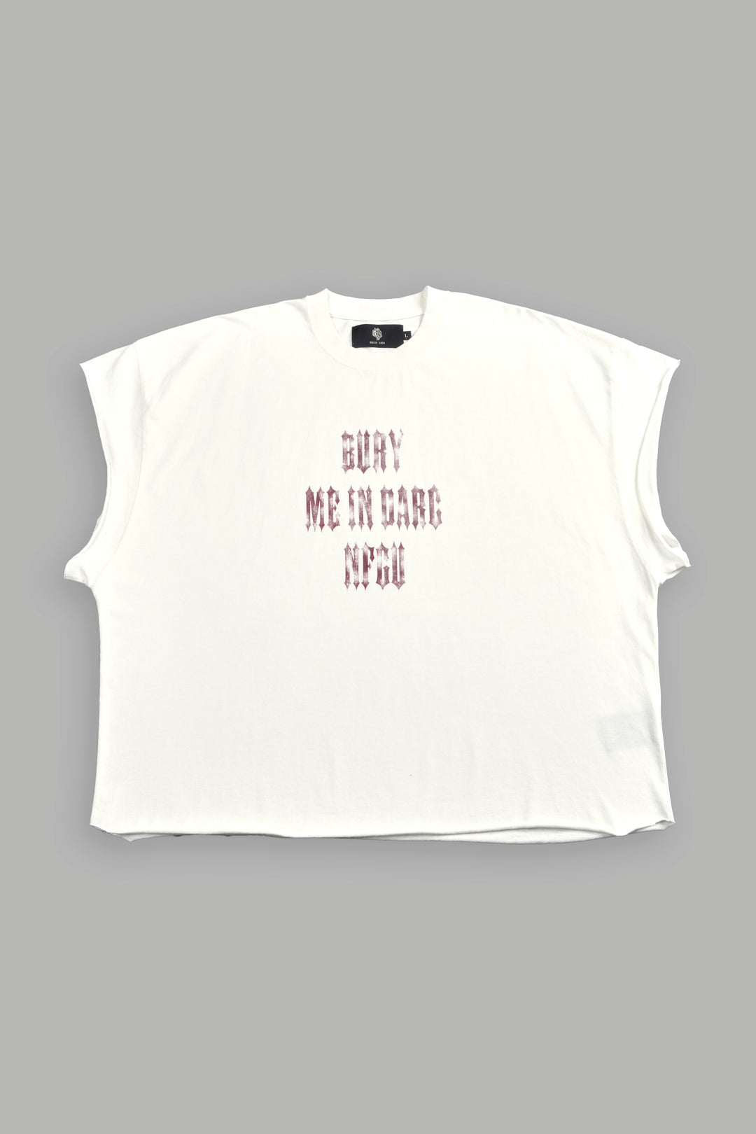 Bury Me in Darc Forever Grunge Cut-Off Tee in Cream