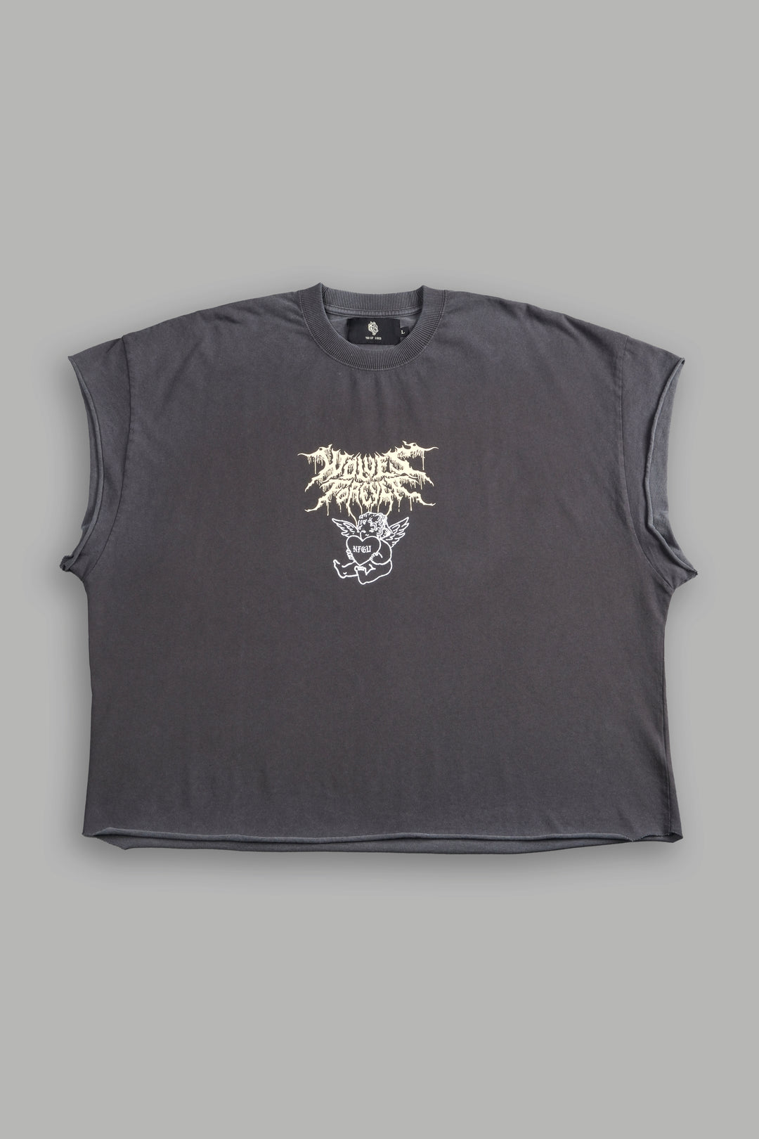 Cherub Core Grunge Cut-Off Tee in Wolf Gray