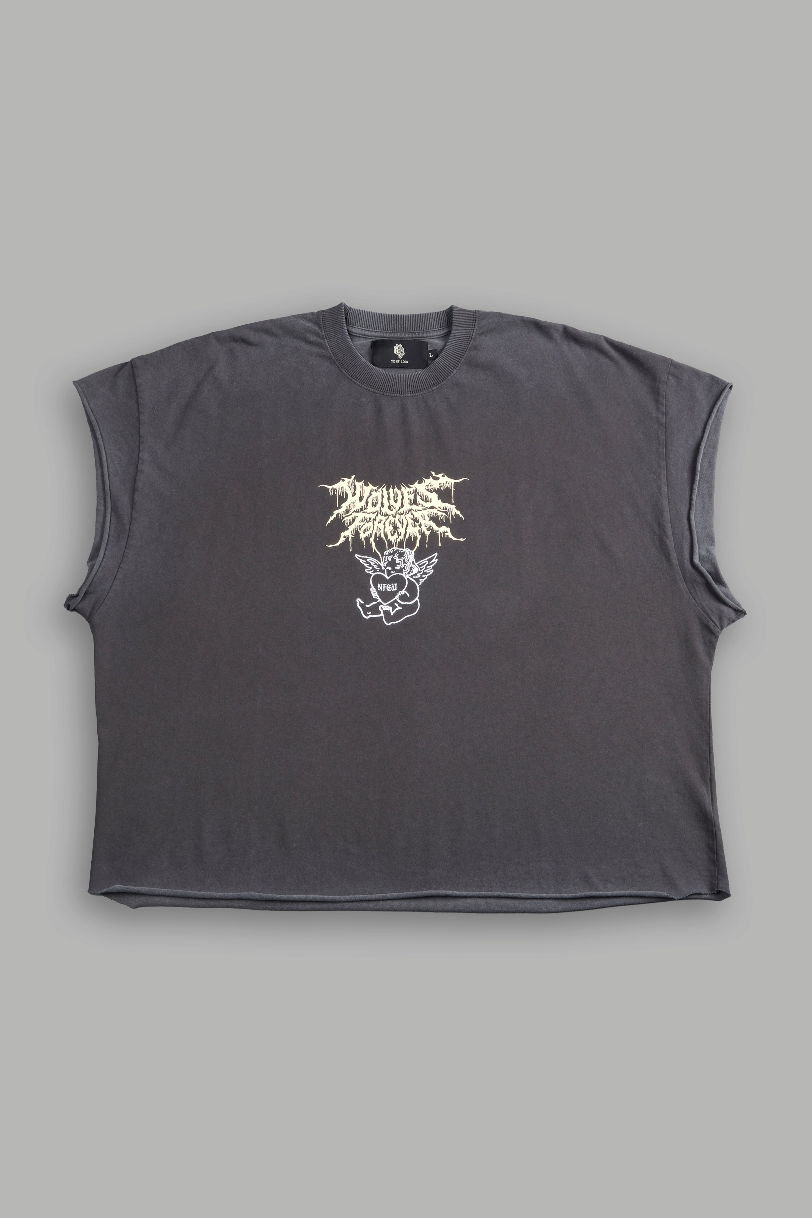 Cherub Core Grunge Cut-Off Tee in Wolf Gray