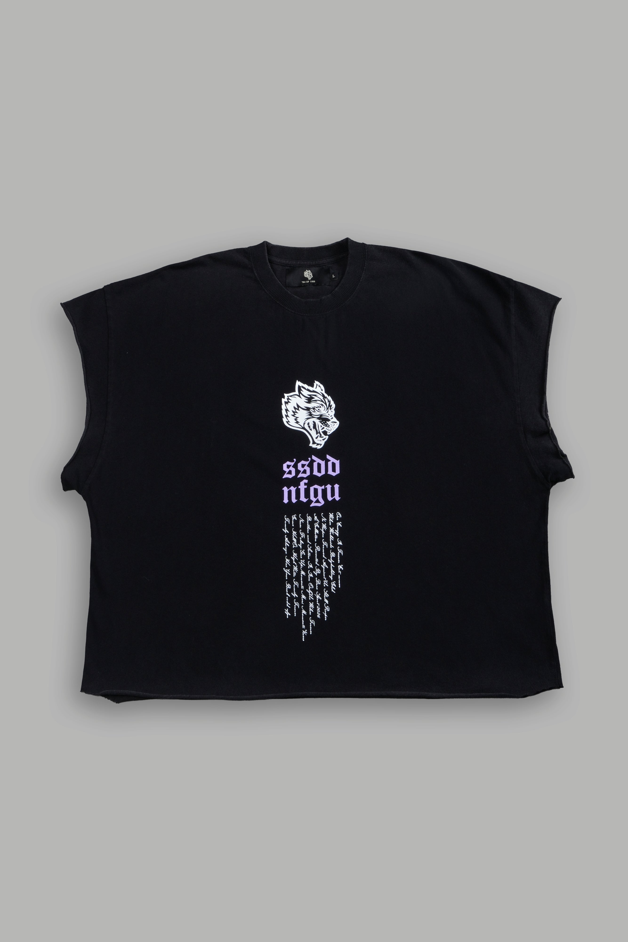 Fallen Angel Grunge Cut-Off Tee in Black