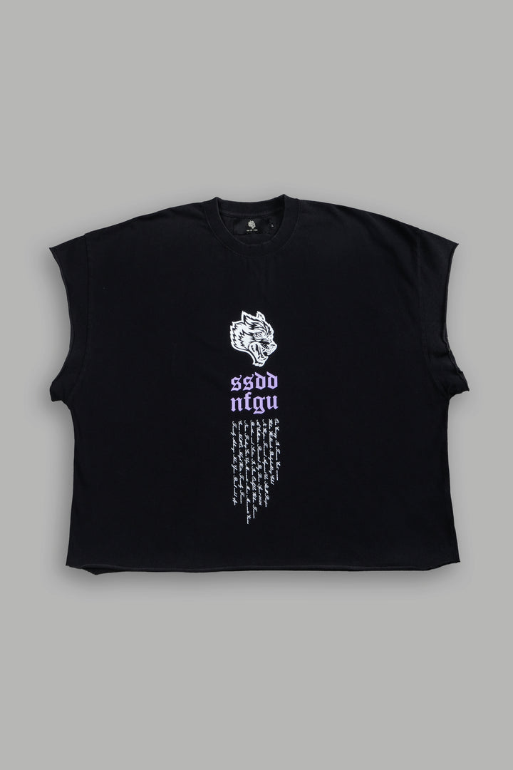 Fallen Angel Grunge Cut-Off Tee in Black