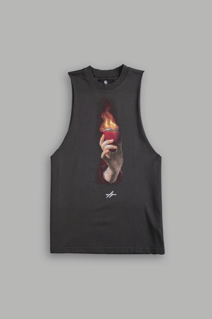 Corazon Sagrado Grunge "Tommy" Muscle Tee in Wolf Gray