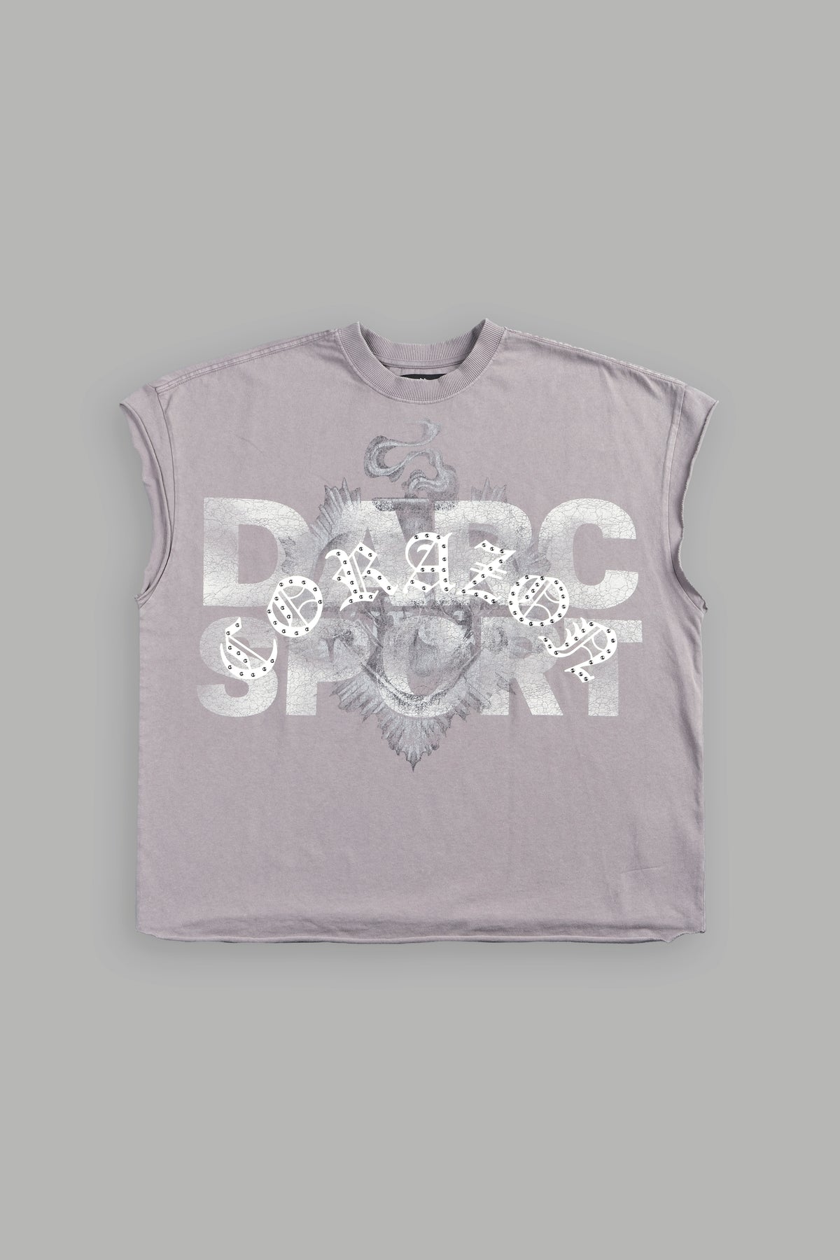 Ds Corazon Grunge Cut-Off Tee In Pale Gray