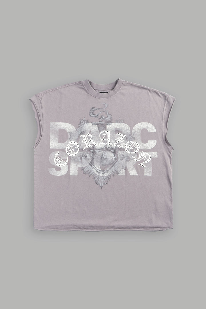Ds Corazon Grunge Cut-Off Tee In Pale Gray
