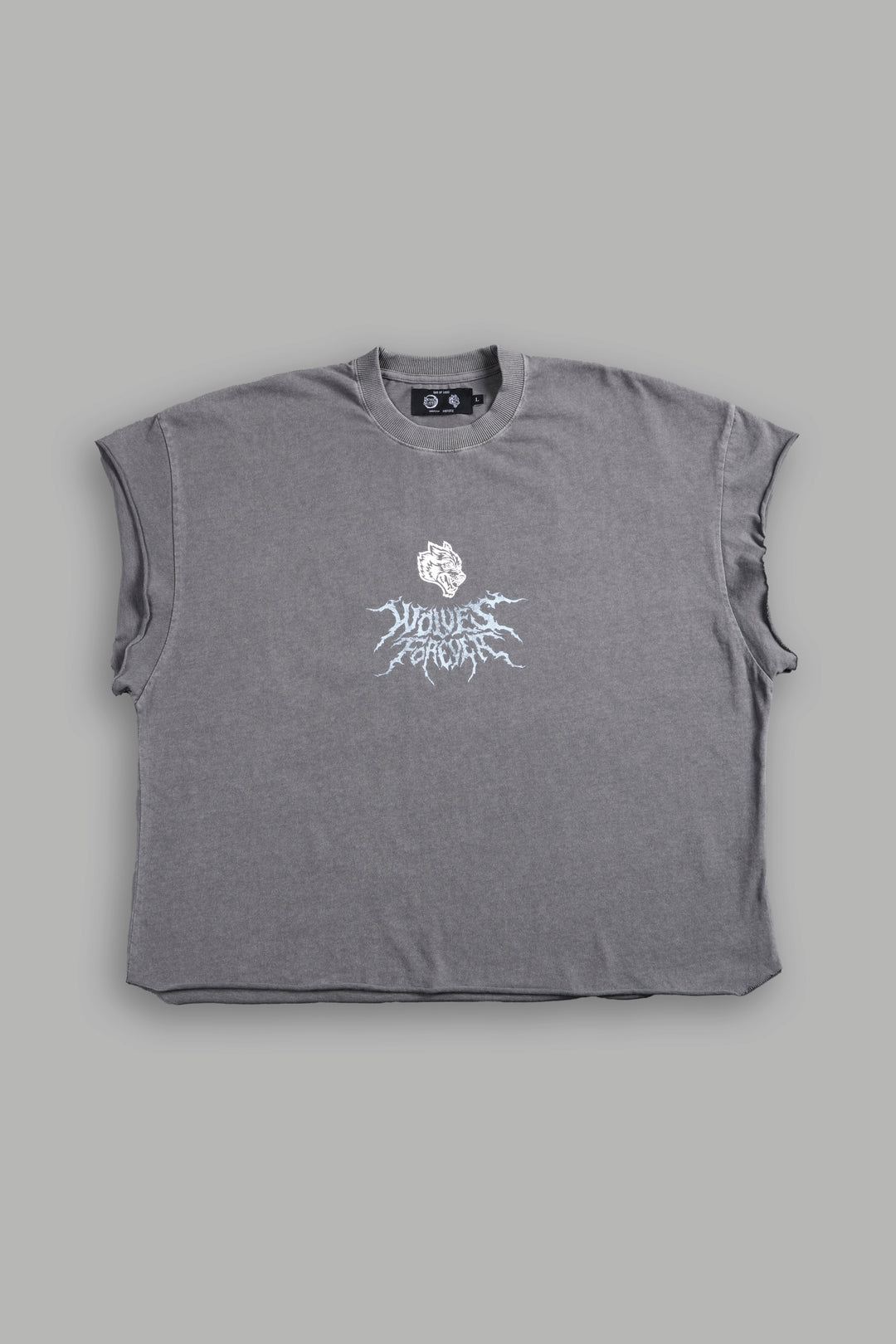 Through His Eyes Grunge Cut-Off Tee in Dove Gray