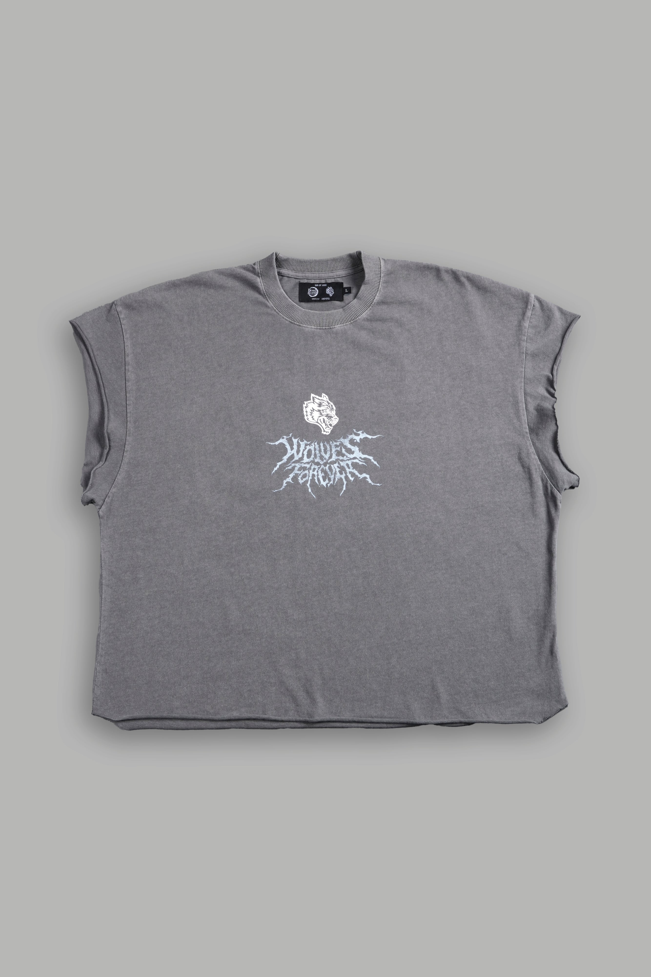 Through His Eyes Grunge Cut-Off Tee in Dove Gray