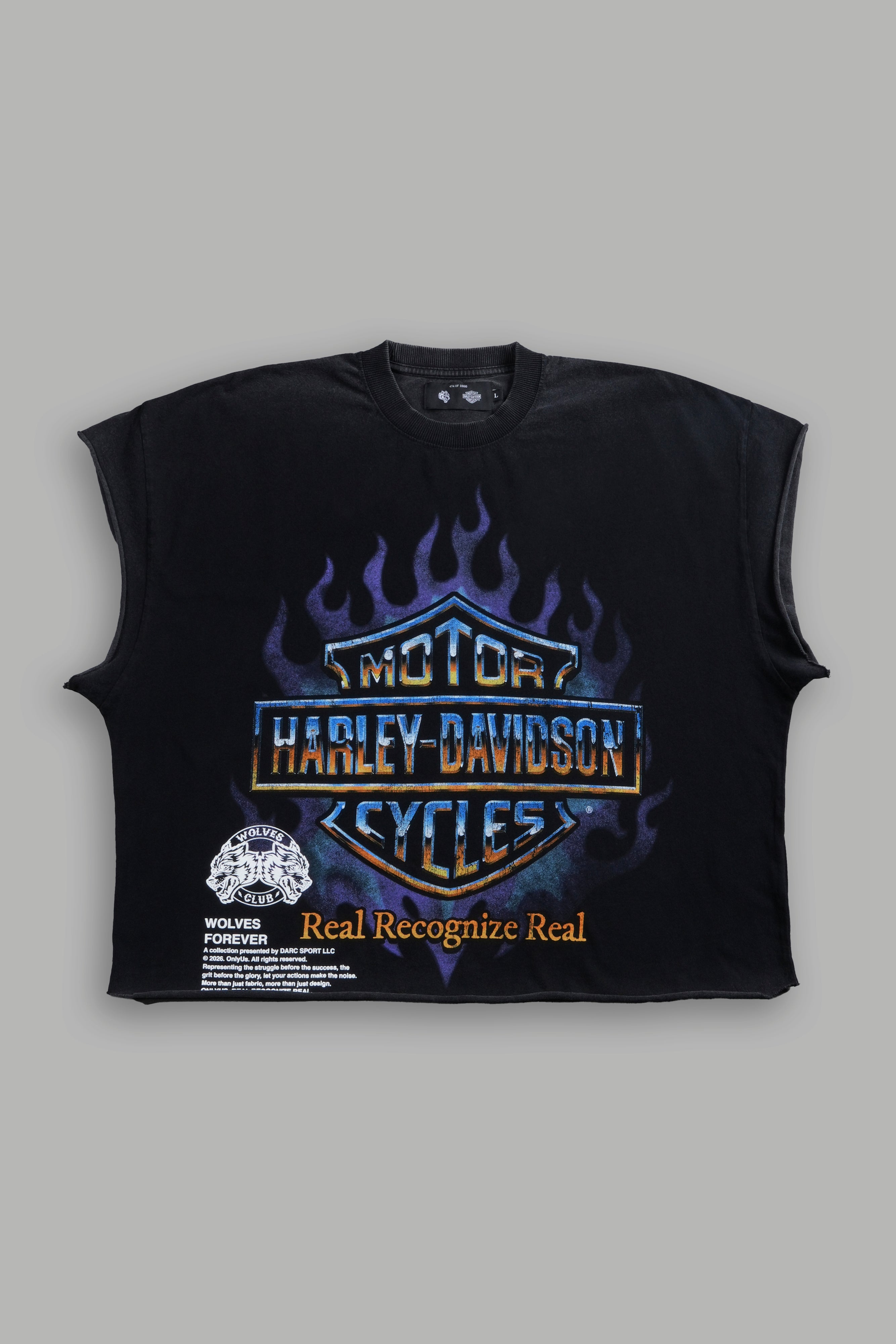 Iron Fire Grunge Cut-Off Tee in Black