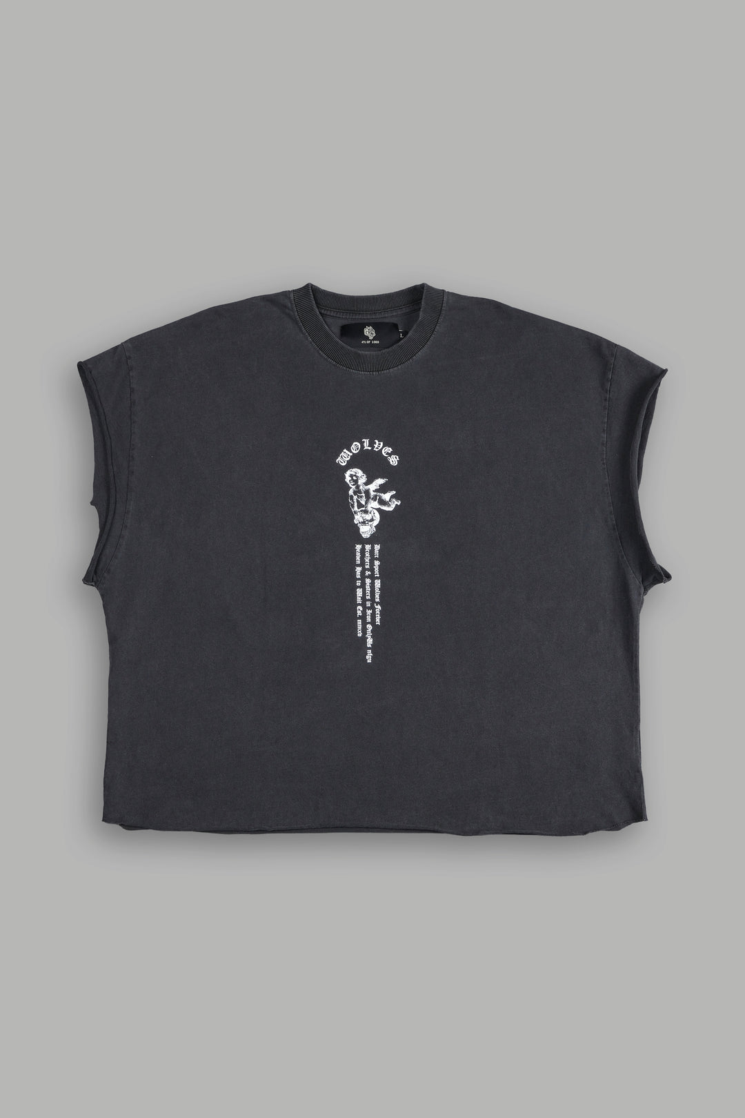 Guardian Cherub "Grunge" Cut Off Tee in Wolf Gray