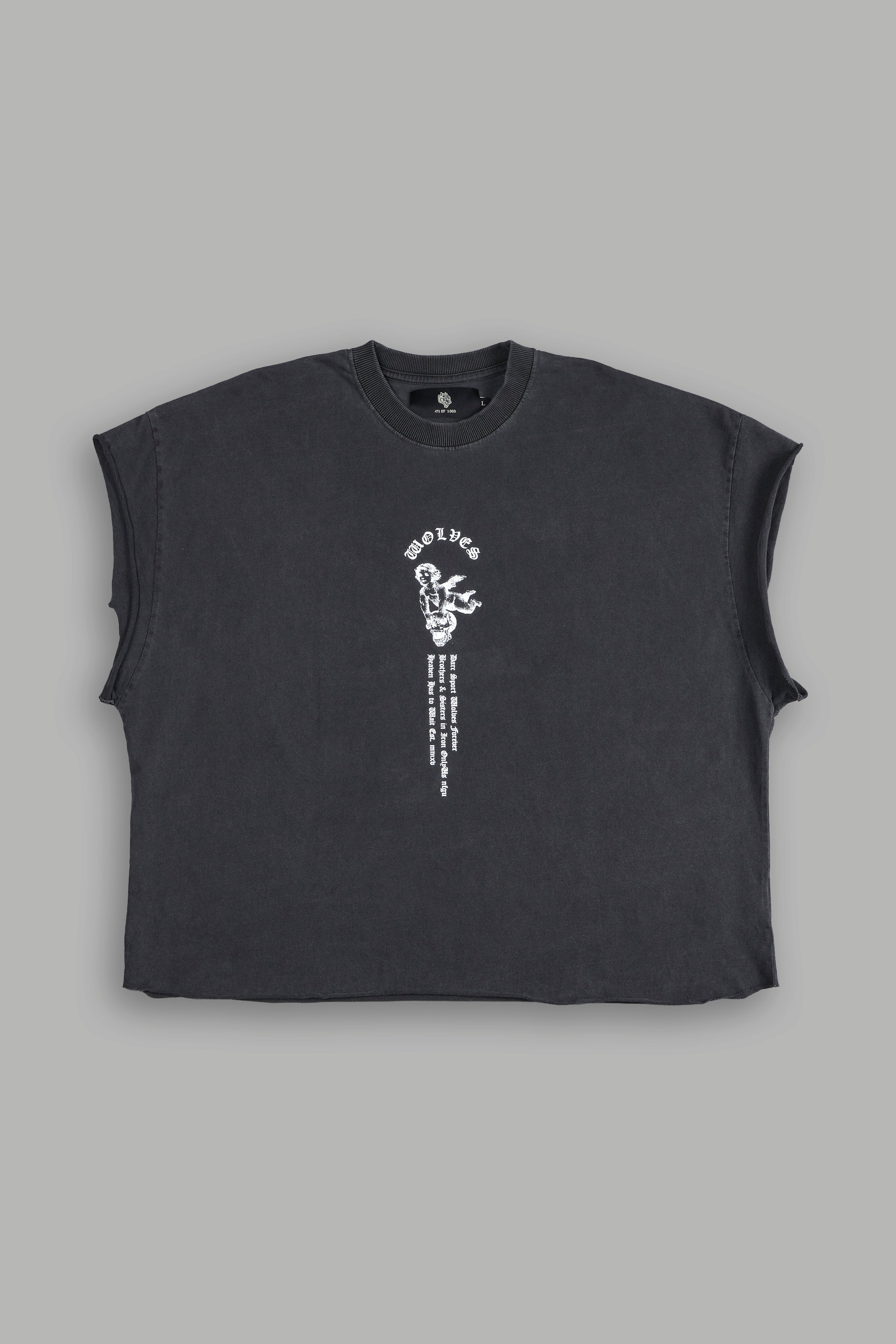 Guardian Cherub "Grunge" Cut Off Tee in Wolf Gray