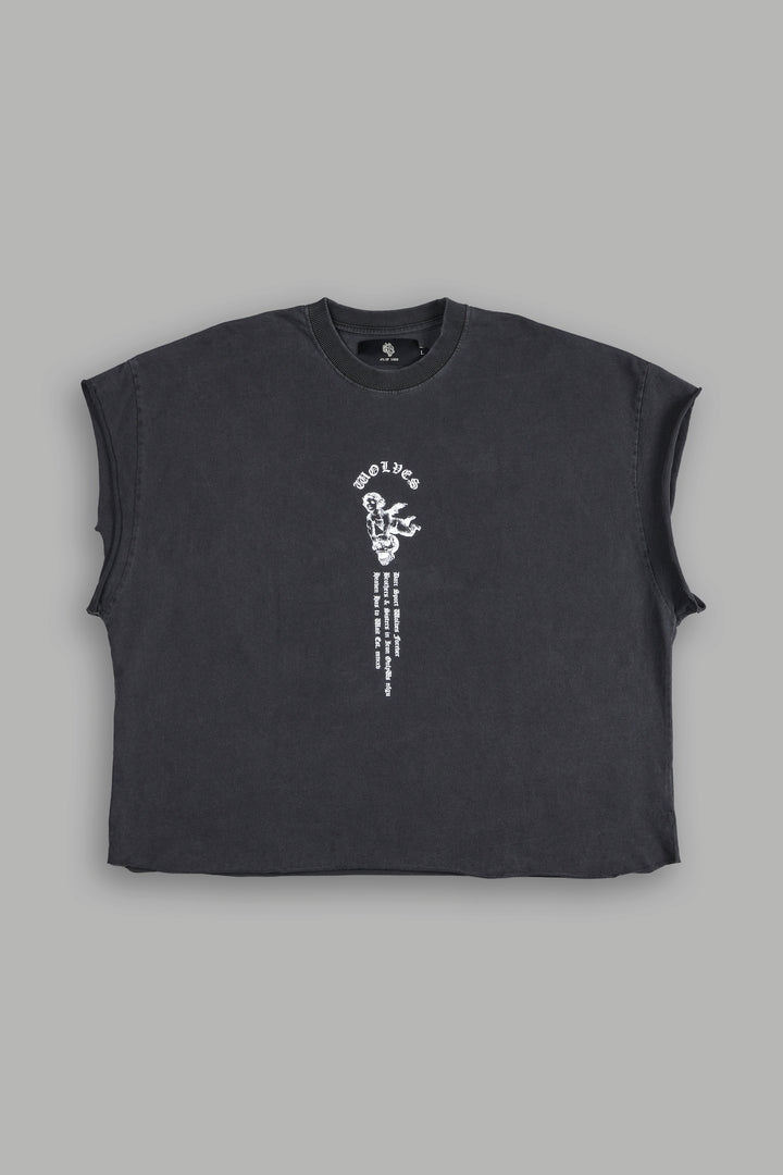 Guardian Cherub "Grunge" Cut Off Tee in Wolf Gray