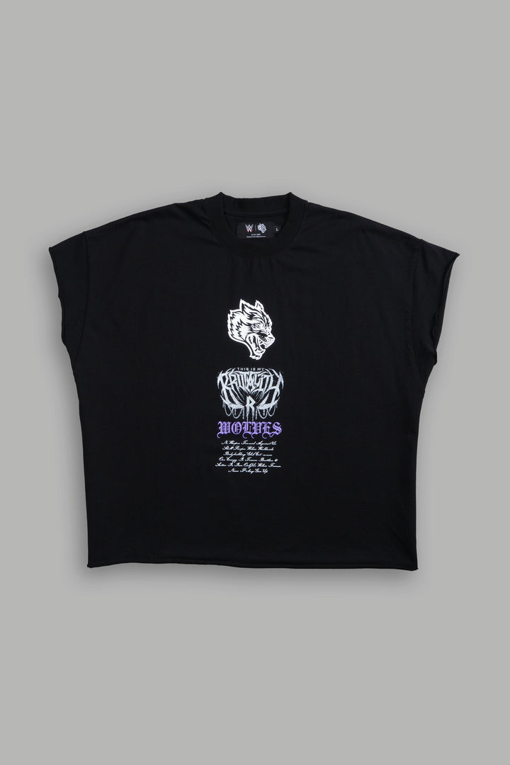 Brutality Grunge Cut-Off Tee in Black