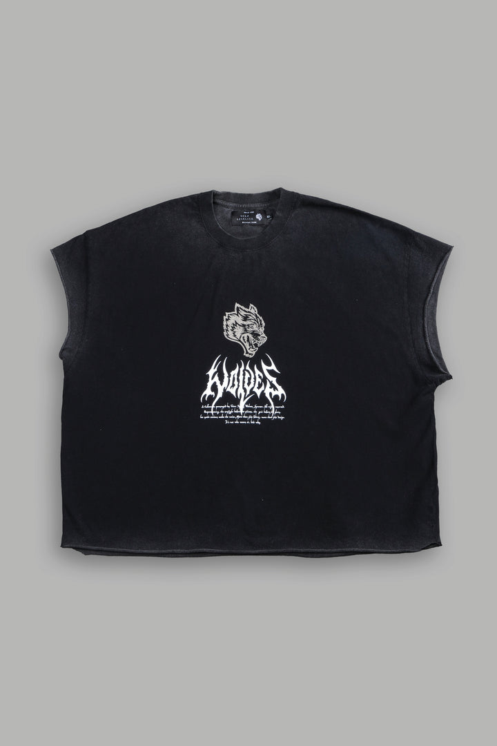 Shadow Shaman Grunge Cut-Off Tee in Black