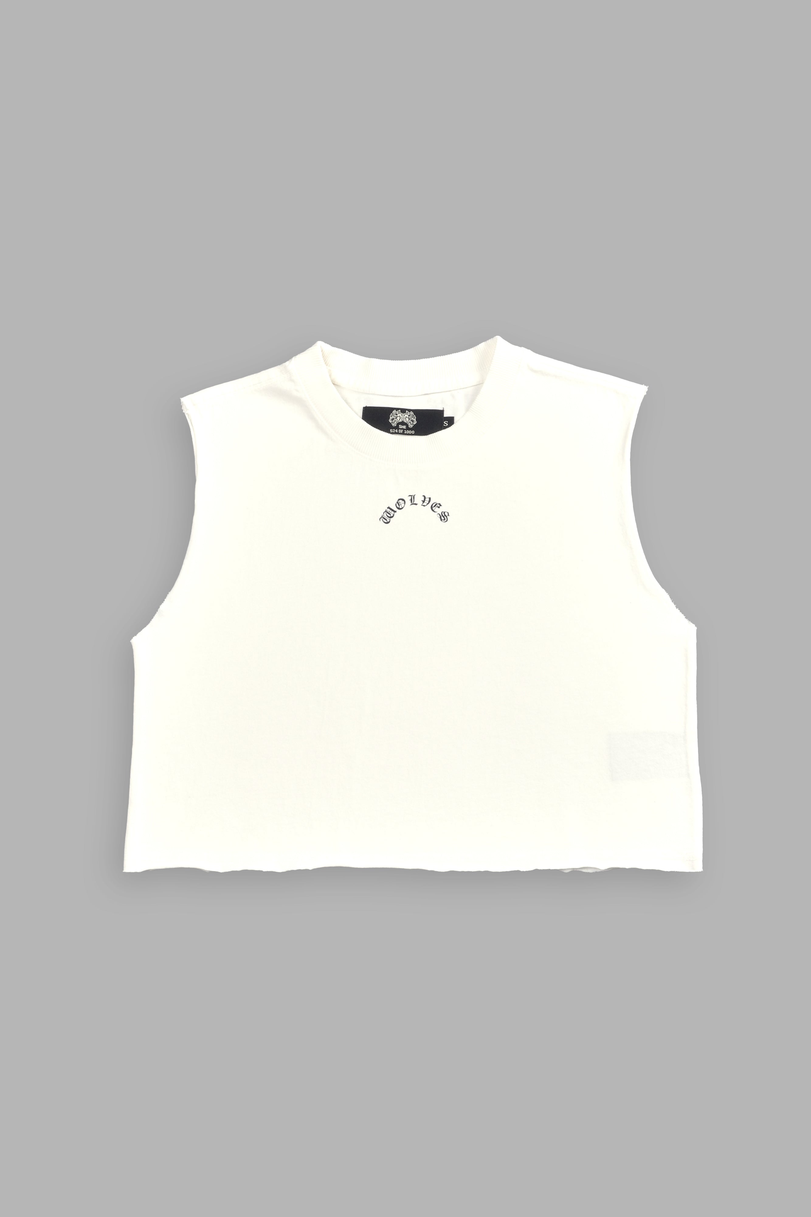 Wolves Chopper "Grunge" (Cropped) Muscle Tee in Cream