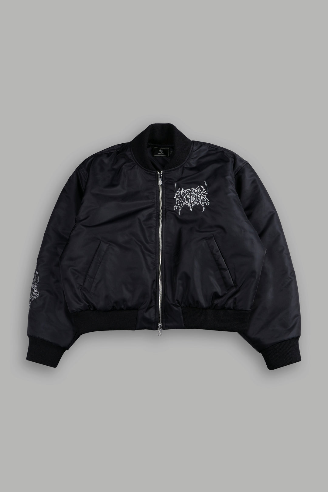 Darc Metal Cropped Remy Bomber Jacket in Black