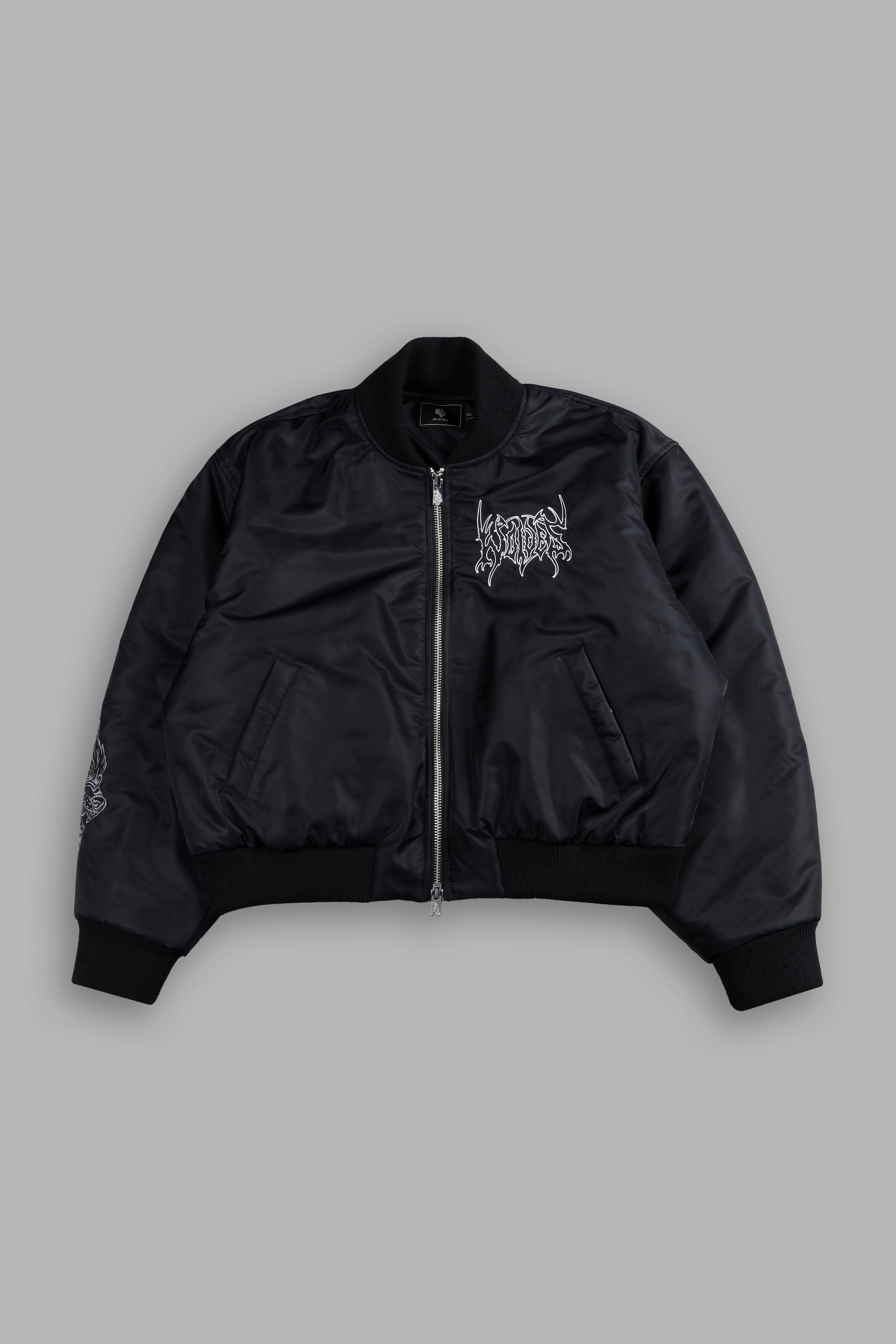 Darc Metal Cropped Remy Bomber Jacket in Black
